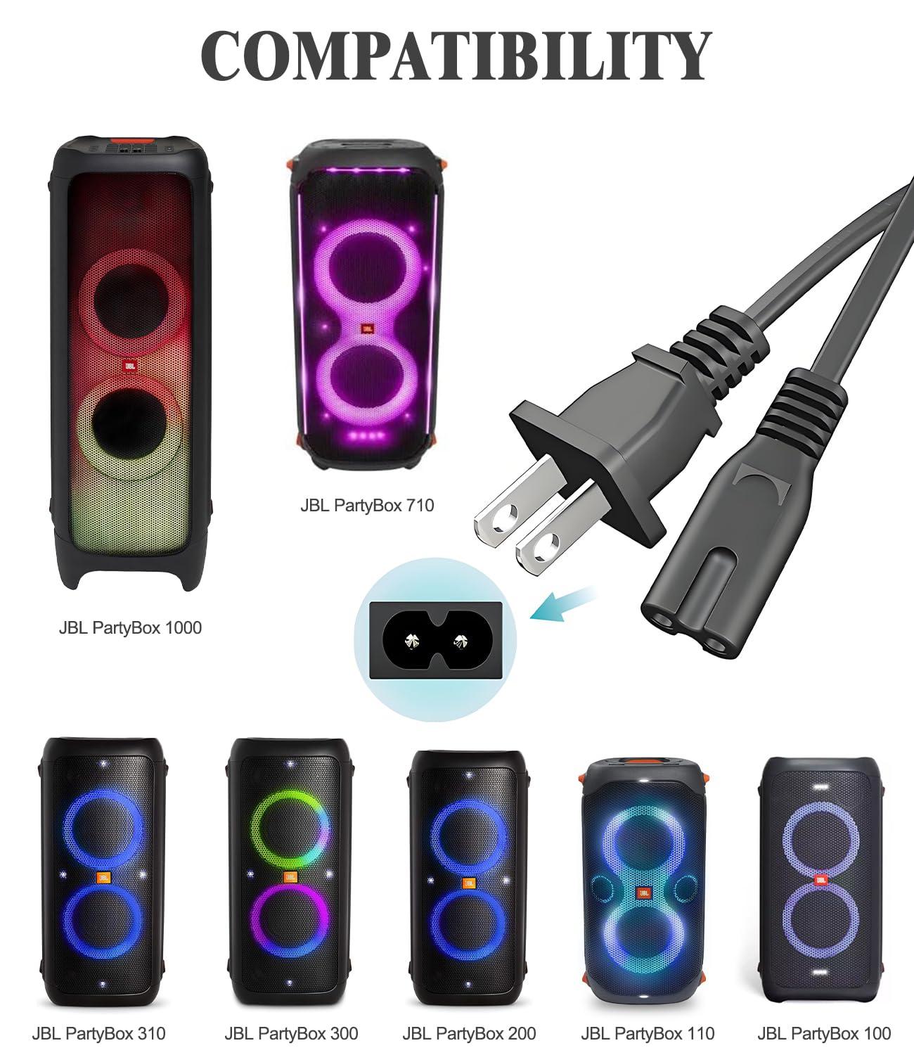 AC Power Cord for JBL PartyBox 710 1000 100 110 120 320 200 300 310 Encore On-The-Go Speaker JBL Soundbar 9.1 5.1 3.1 2.1 Replacement 2 Prong Charger Charging Cable 6 Feet - Image 5