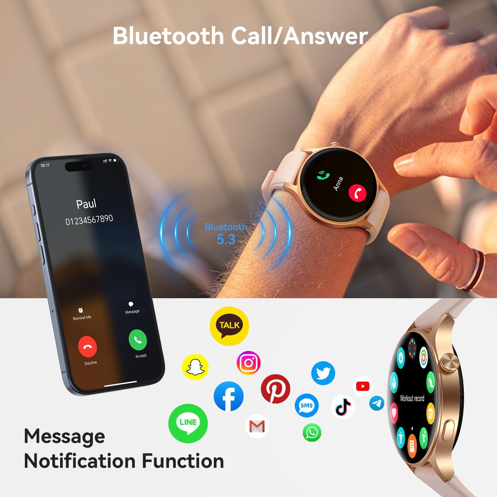 aeac Smart Watch for Women, AMOLED Ultra-Clear Screen Activity Trackers with Heart Rate/Sleep/SpO2 Monitor, Smartwatch for iPhone/Samsung/Android, 110+ Sport Modes Waterproof Fitness Reloj Inteligente - Image 3