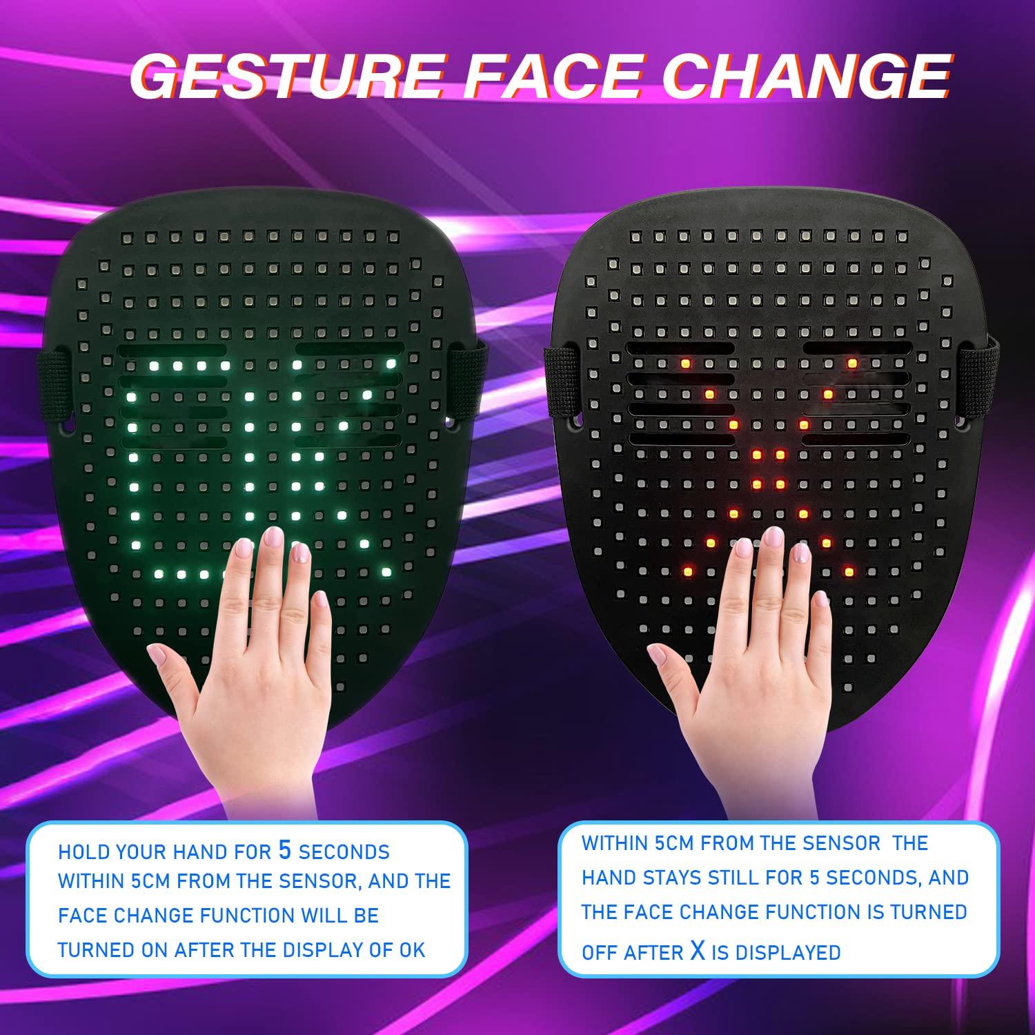 Depointer Life Led Mask with Gesture Sensing,Unisex LED Lighted Face Transforming Mask for Costume Cosplay Party Masquerade - Image 4