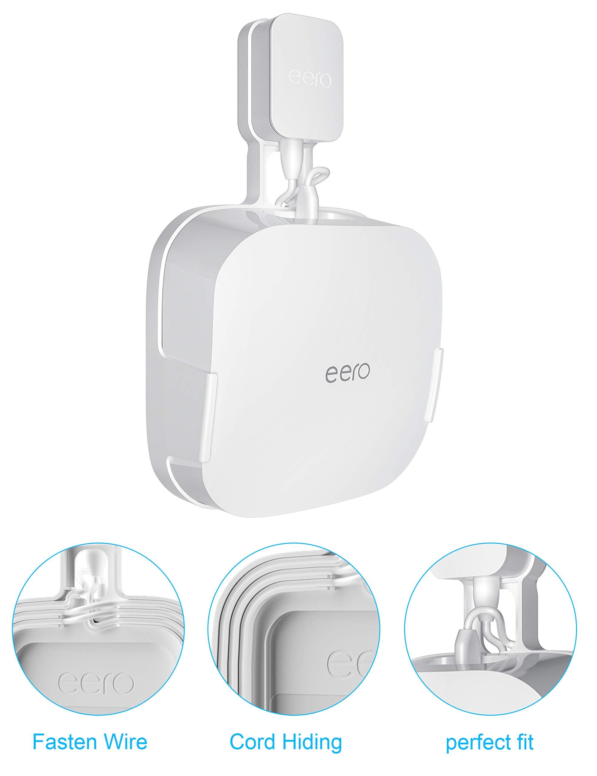 COOLWUFAN Wall Mount Holder for eero Pro 6/6E Home WiFi System - Simple and Sturdy Stand Bracket for Tri-Band Mesh Wi-Fi 6 System (White, 3 Pack) - Image 5