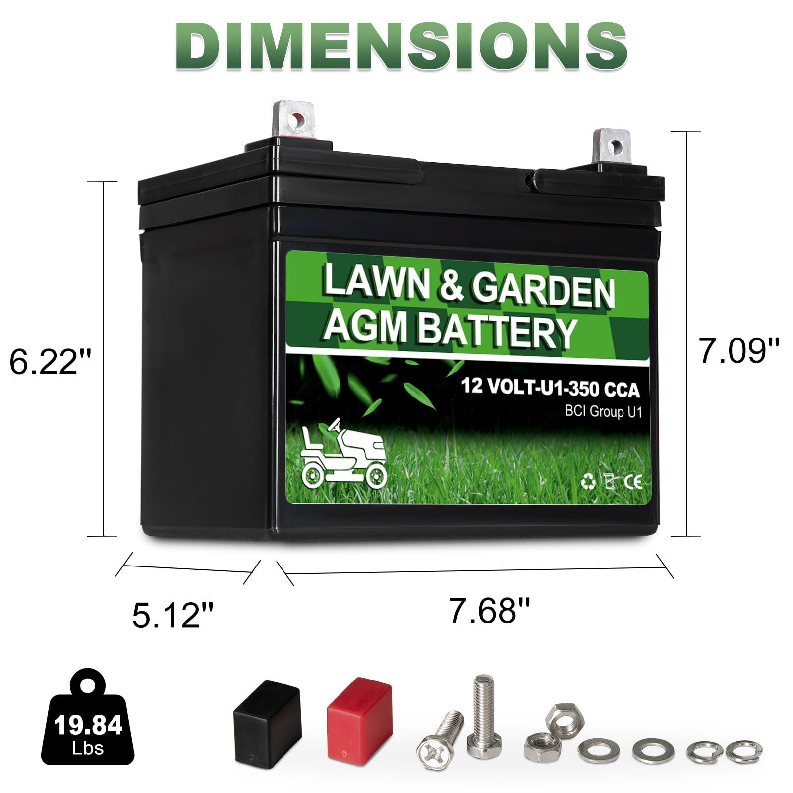Autocessking Lawn Garden AGM Battery Group U1, 12 Volt 350CCA,Rechargeable SLA Starting Battery for Lawn, Tractors and Mowers, Compatible with John Deere, Toro, Cub Cadet, and Craftsman Mower - Image 2