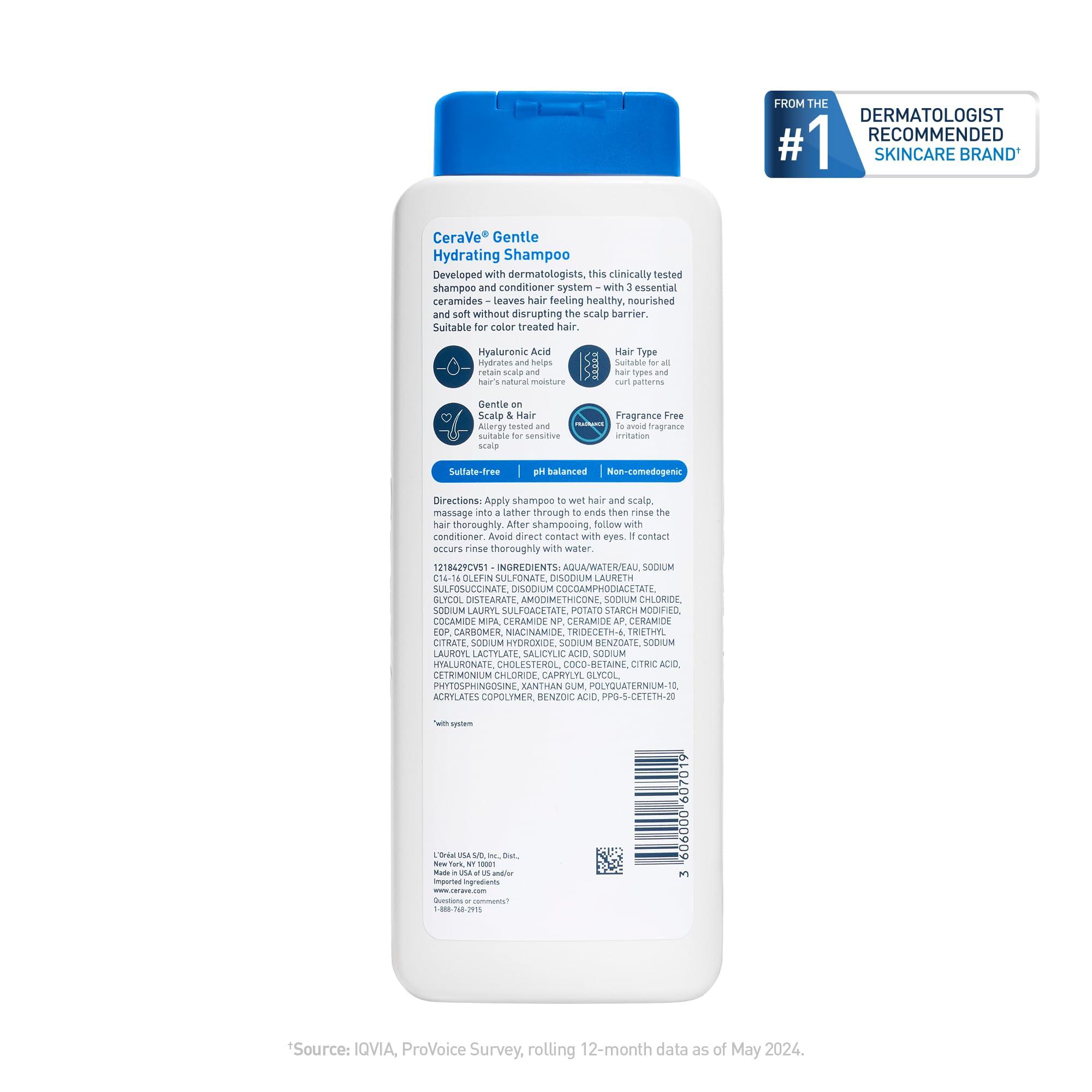 CeraVe Gentle Hydrating Shampoo, With Ceramides, Niacinamide & Hyaluronic Acid For Soft, Healthy Looking Hair & Scalp, Sulfate Free & Color Safe Shampoo, For All Hair Types, 12 Oz - Image 10