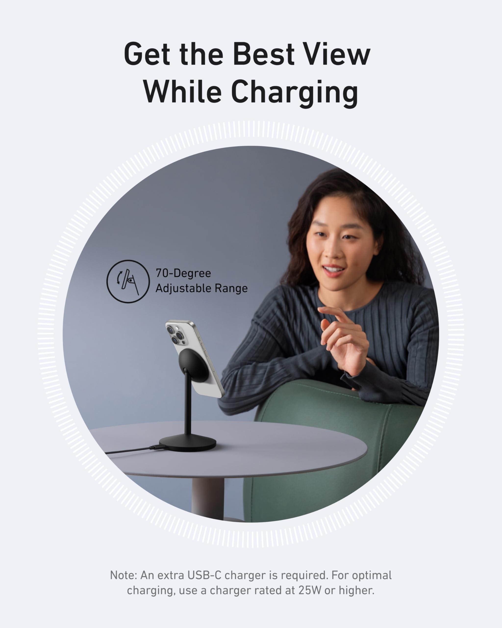 Anker MagGo iPhone 16 MagSafe-Compatible Wireless Charger Stand, 15W Fast Magnetic Wireless Charging Station, Qi2 Certified 360° Charger, for iPhone 16/15/14/13/12 Series and AirPods (No AC Adapter) - Image 6