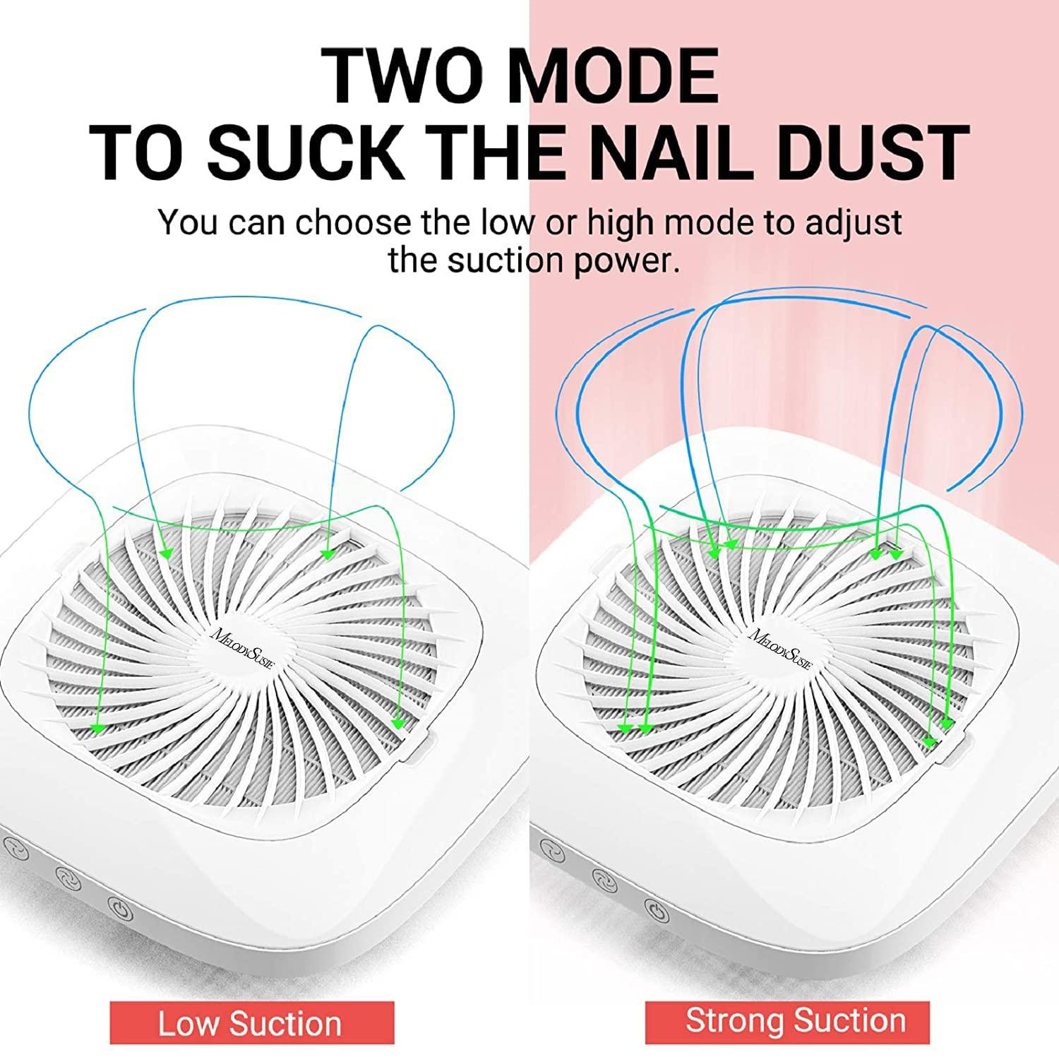 MelodySusie Nail Dust Collector with Reusable Filter, Powerful Vacuum Fan, Low Noise, Nail Salon - Image 5