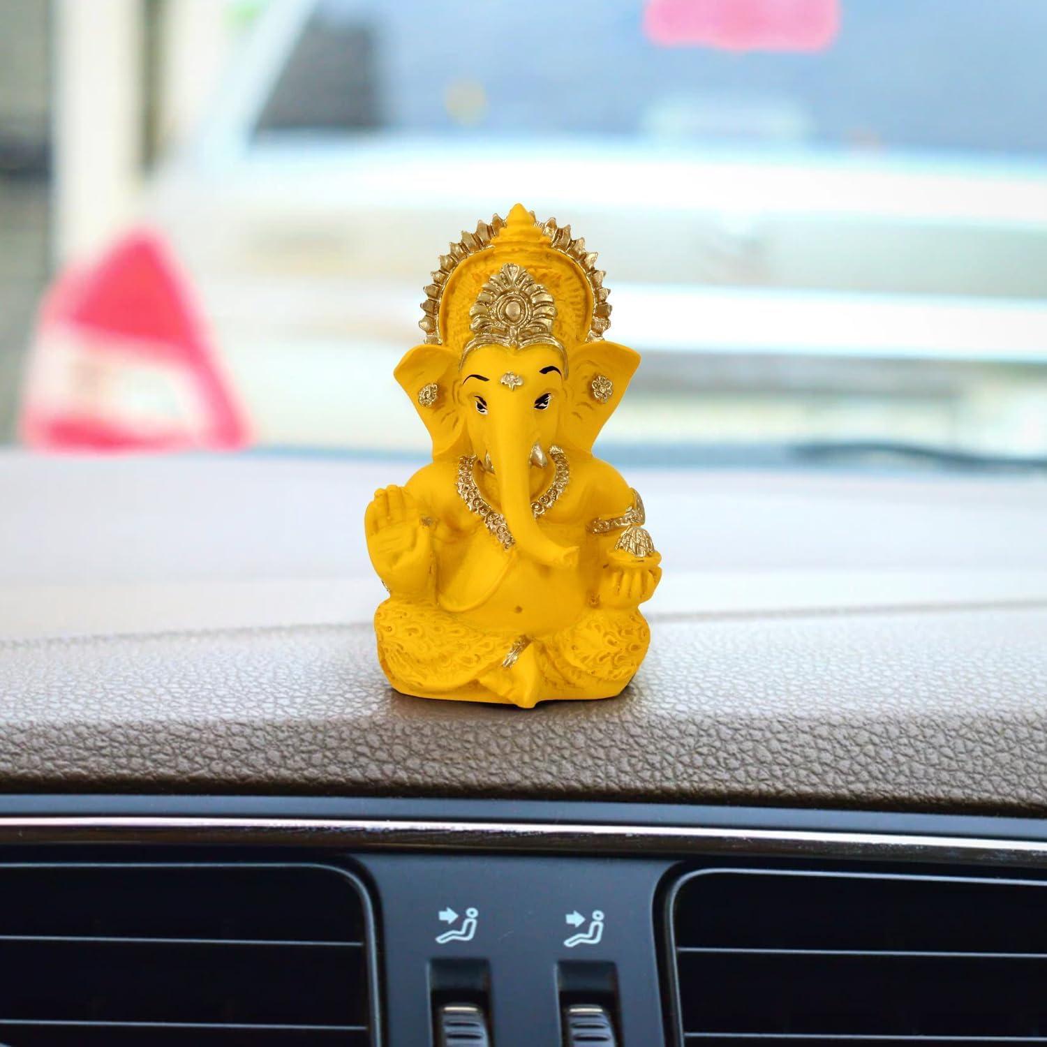 TIED RIBBONS Ganesh Statue for Car Dashboard | Resin, 3 Inch | Ganesha Statue for Home, Office, Desk, Pooja | Baby Ganesha Statues | Indian Decorations for Pooja Mandir Temple | Indian Return Gifts - Image 5