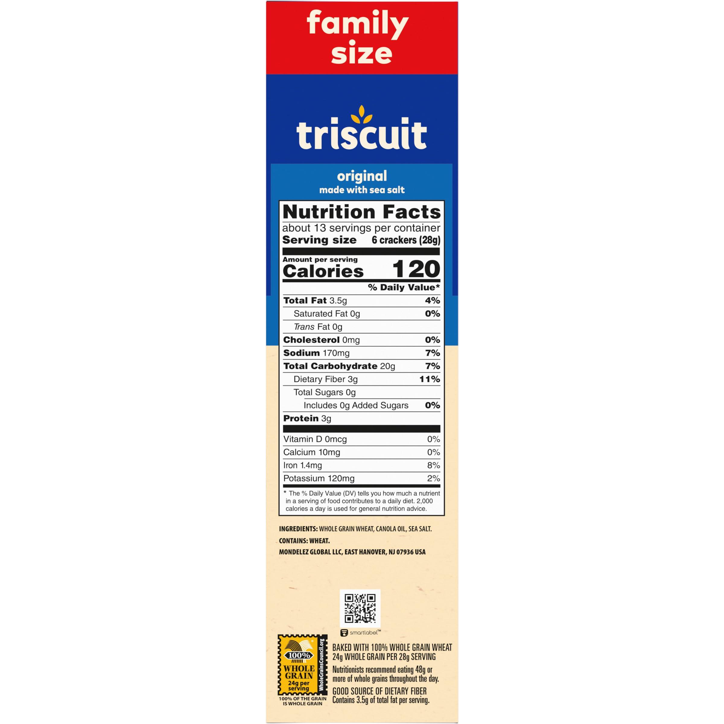 Triscuit Original Whole Grain Wheat Crackers, Vegan Crackers, Healthy Snacks, Lunch Snacks, Family Size, 12.5 oz - Image 18