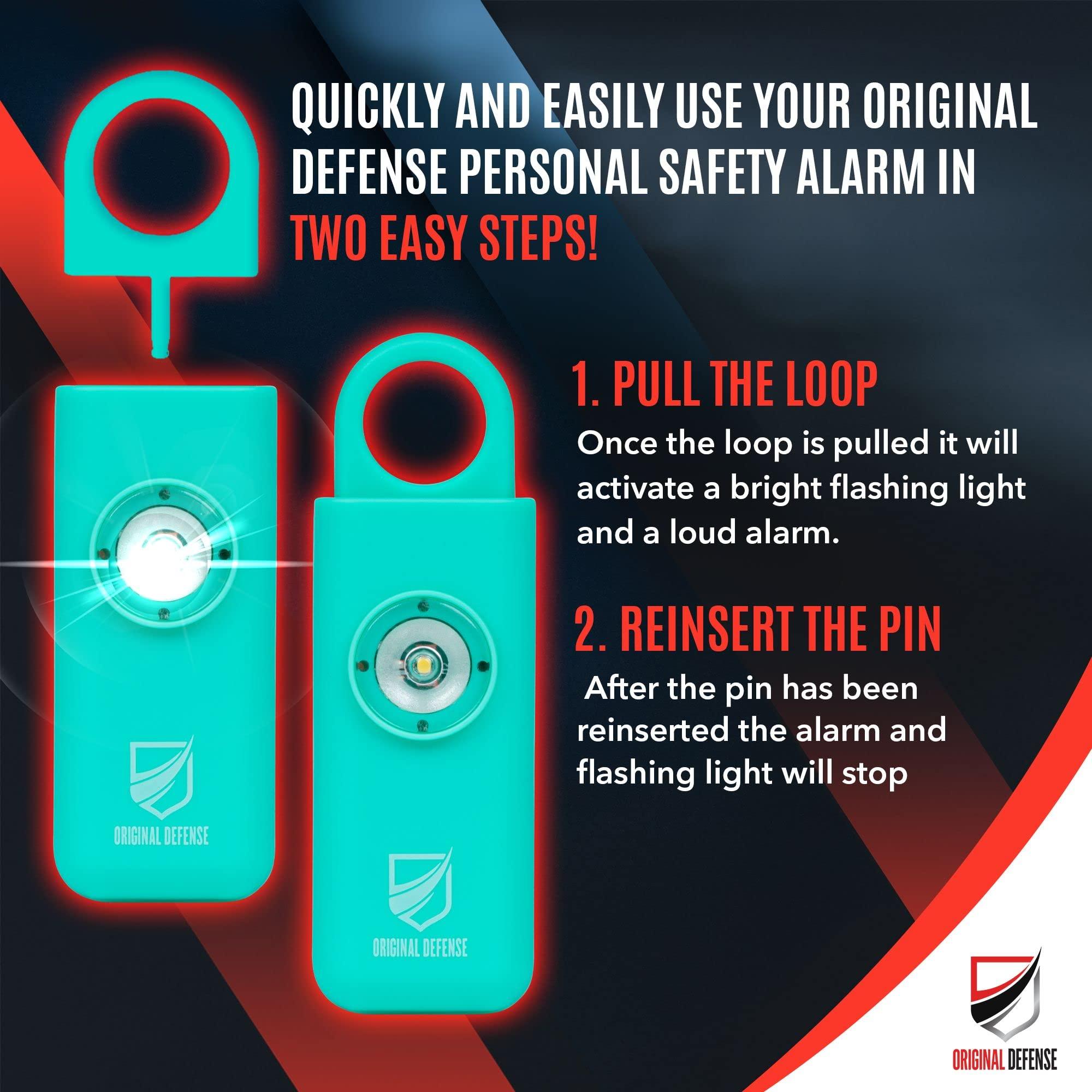 Original Defense® Siren Self-Defense Alarm (Mint) - 130 dB Keychain Alarm with LED Strobe Light for Women, Children, and Elderly - Police Recommended - Image 3