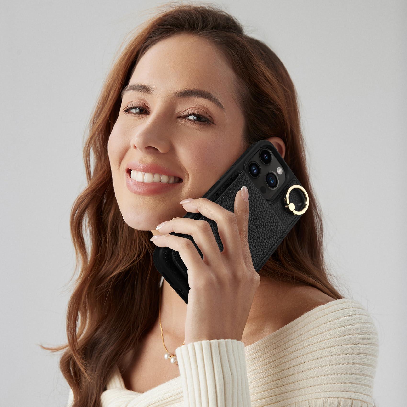 Keallce Case for iPhone 16 Pro Max 6.9'', Detachable Crossbody Case Wallet with RFID Blocking Card Holder, 360ｰRing Stand, Folio Leather iPhone Cover Lanyard Strap Lady for iPhone 16 Pro Max, Black - Image 7