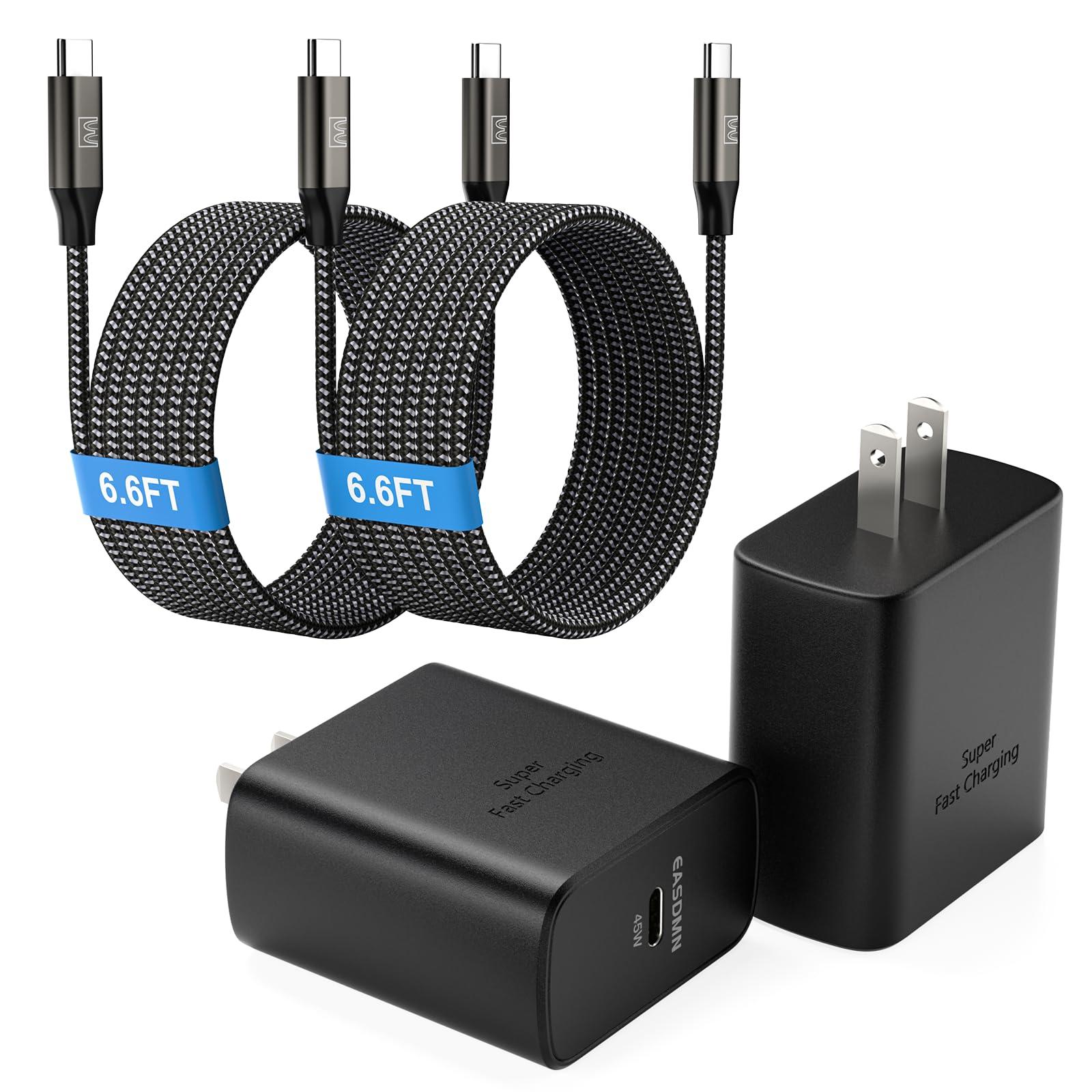 45W Super Fast Charger Type C, [2 Pack] 45 Watt USB-C Charger PD/PPS Wall Charging Block for Samsung Galaxy S25 Ultra/S25+/S25/S24/S23 Ultra/S23+/S22 Ultra/S22+/S20 Ultra, Tab S8(with 2X 6.6ft Cable)