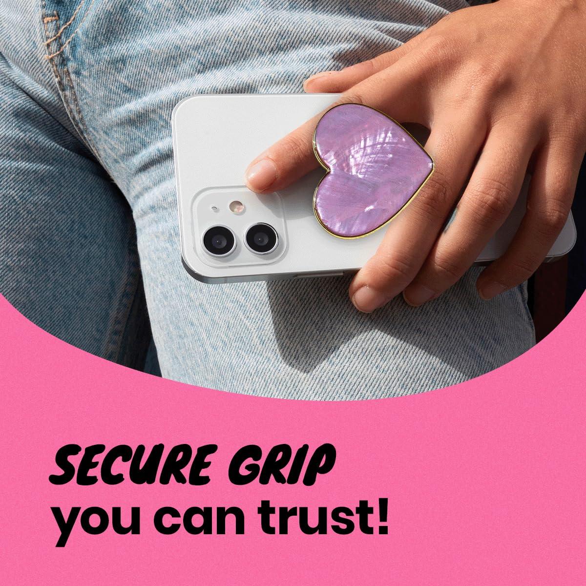 OnTheGrip Cute Natural Seashell Design Heart Shape Collapsible Mobile Phone Grip Stand Holder for Smartphone Tablet Cell Phone Accessory (Violet) - Image 5