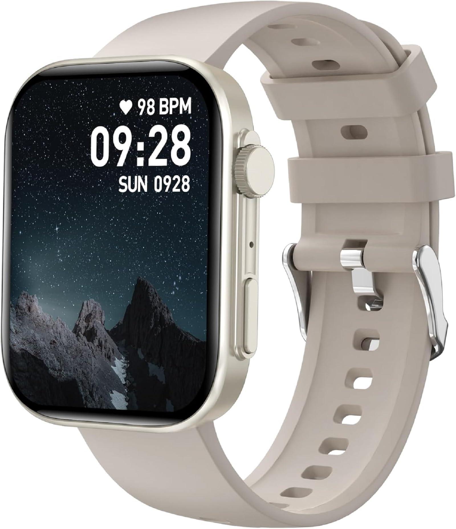 Bebinca Smart Watch for Men Women 2.01" Full Touch Screen IP68 Waterproof Bluetooh Fitness Tracker Heart Rate/Sleep Monitor Compatible with iPhone Samsung Android Phone(Starlight)