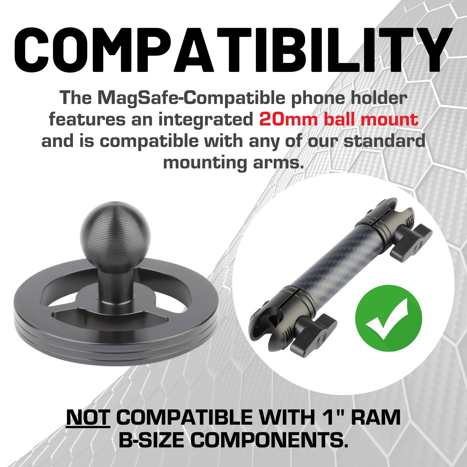 Bulletpoint Dash Mount Magnetic Cell Phone Holder Compatible with MagSafe iPhone Smartphones - 20mm (0.787 inches) Attachment Ball (MagSafe Holder only) - Image 3