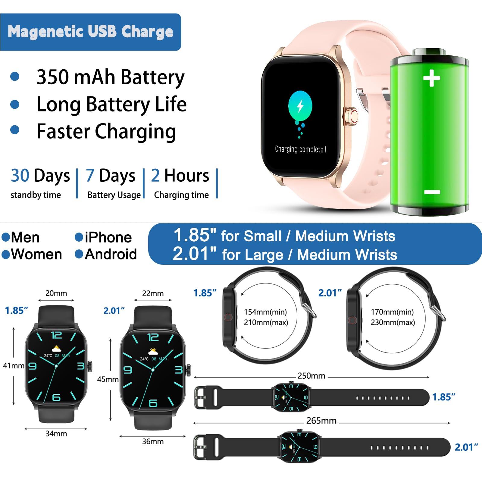 Smart Watch(Answer/Make Call), 2.01" HD Smartwatch for Women Men, Fitness Tracker with 100+ Sport Modes, IP68 Waterproof, Heart Rate/Sleep/Spo2 Monitor, Activity Tracker for Android and iPhone - Image 7