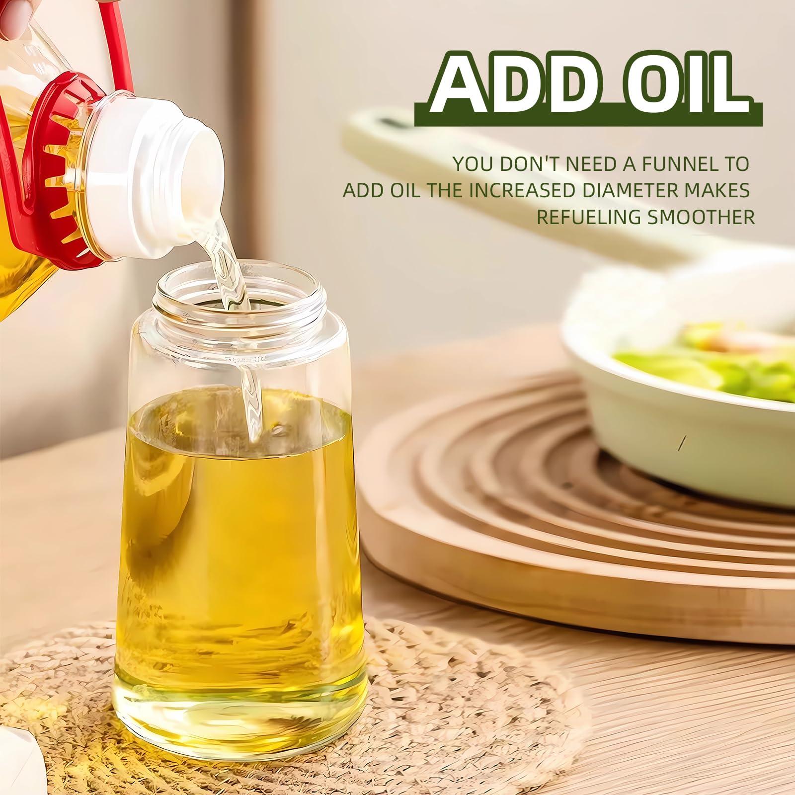 PLAPITATE Oil Dispenser for Kitchen, 2 in 1 Olive Oil Sprayer, Olive Oil Dispenser Spray Bottle with Brush, Oil Sprayer for Cooking for Air Fryer, Barbecue, Salad 16oz/470ml (Black) - Image 2