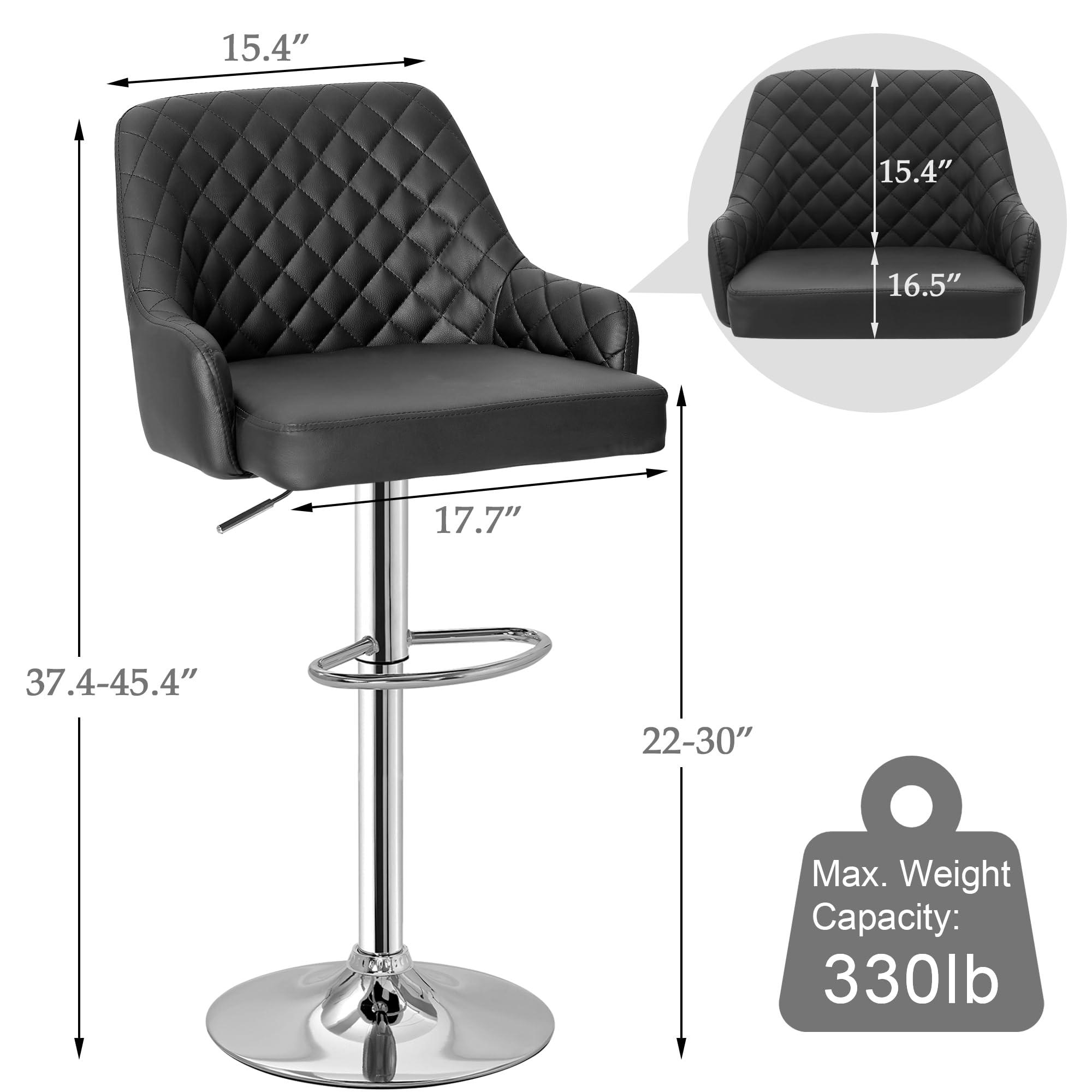 VECELO Bar Stools Set of 4, Adjustable Bar Stools with Back, Bar Height Stools for Kitchen Counter - Image 3