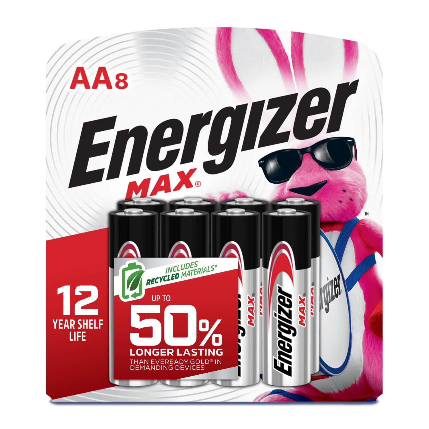 Energizer AA Batteries, MAX Double AA Battery Alkaline, 8 Count