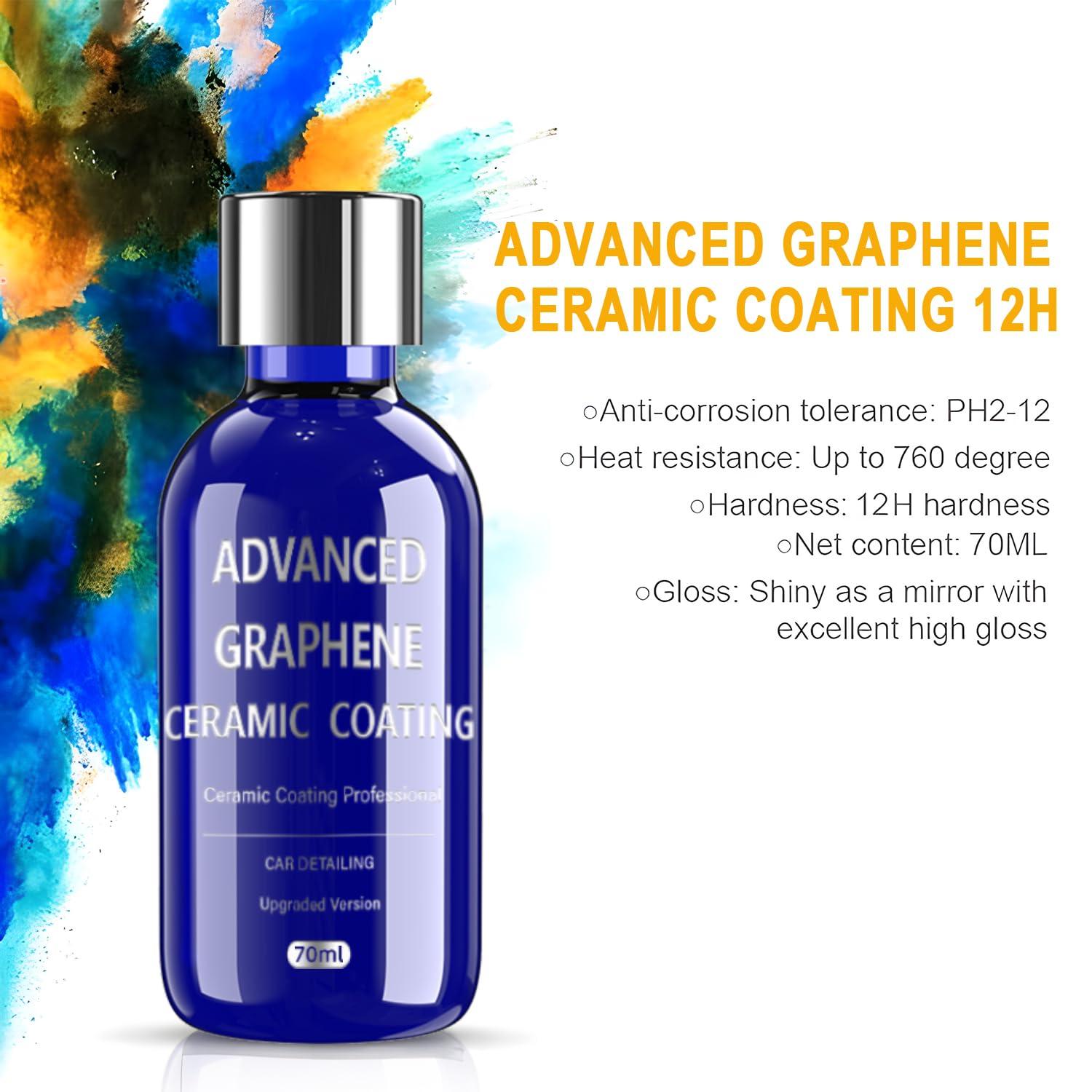 Advanced Graphene Ceramic Coating for Cars(70ML),12H Graphene Coating for Auto Car Detailing,10+ Years of Long Lasting Car Protection,Gloss Hydrophobicty Anti Scratch - Image 2