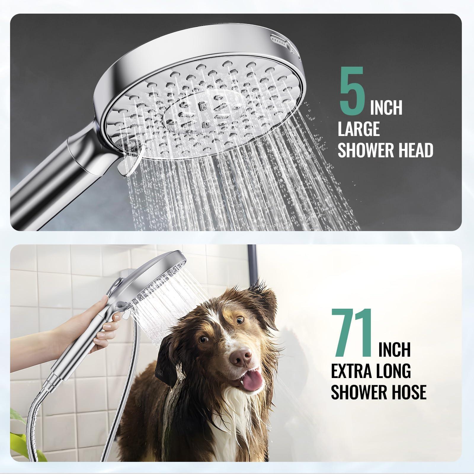 Filtered Shower Head with Handheld, High Pressure 9 Spray Mode Chrome Showerhead with Filters,detachable shower head,Water Softener Filters Beads for Hard Water -Remove Chlorine - Image 6