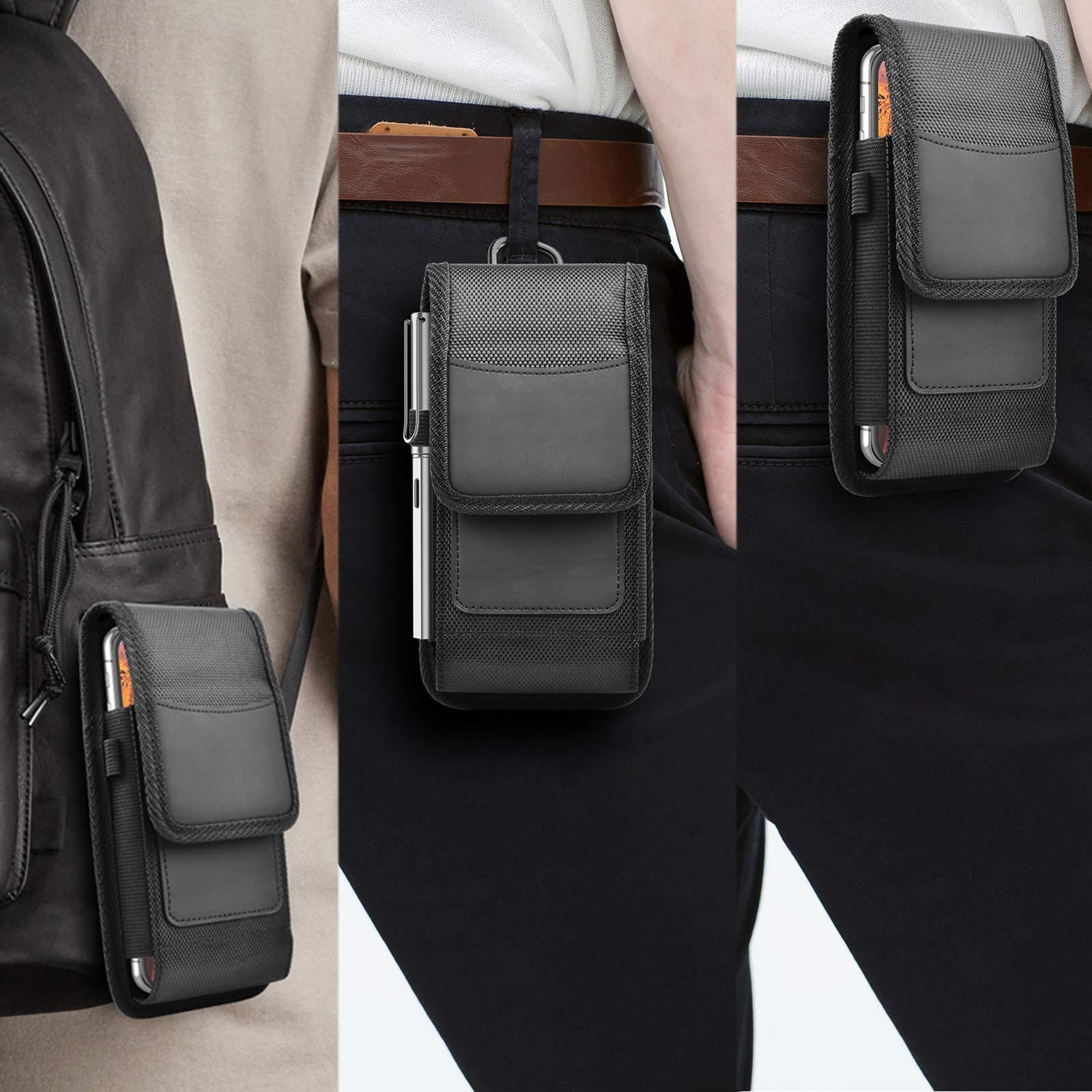 Njjex Phone Holster for Samsung Galaxy S25 Ultra S24 S23 S22 S21 S20 Note 20 A35 A16 A15 A14 A02S A12 A32 A13 iPhone 16 Pro Max XS XR Nylon Belt Clip Holster Cell Phone Pouch Card Holder Carrying Case - Image 7