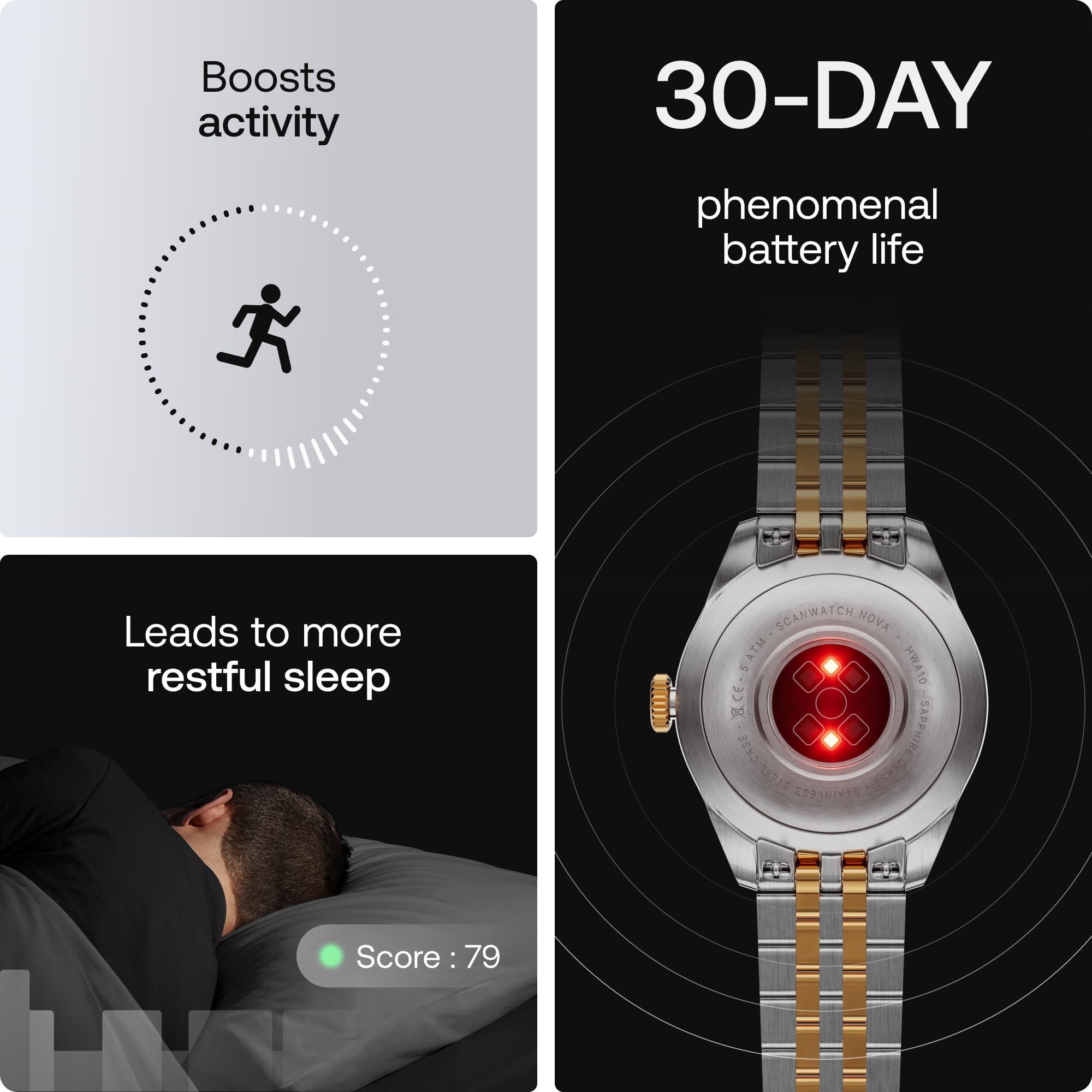 Withings Scanwatch Nova Brilliant - Health Hybrid Smart Watch for Men & Women - SPO2, Temperature Monitoring, Sleep, Respiratory Health, Cycle Monitoring, 30-Day Battery Life, Apple iOS/Android - Image 6