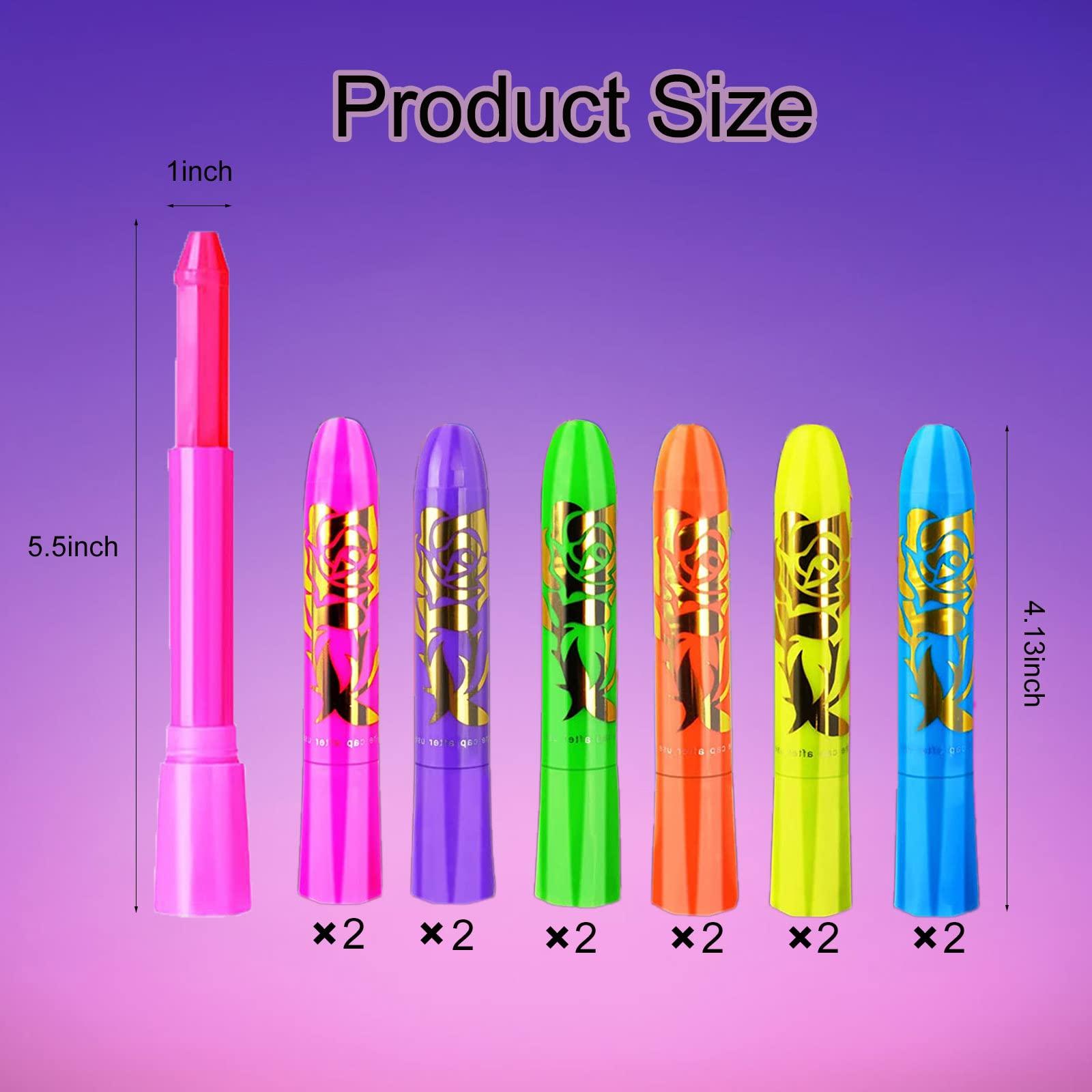 12 PCS Glow Face Body Paint, Glow In The Dark Under UV Black Light Sticks Makeup Neon Face Painting Kits for Adult Halloween Festival Accessory Glow Party Supplies - Image 2