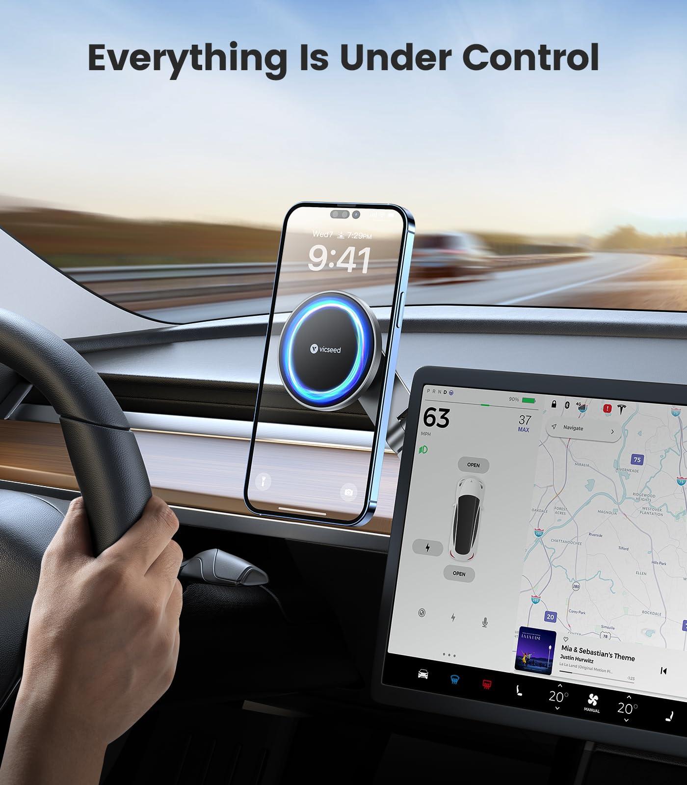 VICSEED Tesla Phone Mount【Strongest Magnet Power】 Foldable Hidden Tesla Phone Holder Fit for All Phones, Tesla Model 3/Y/Cybertruck Accessories, Tesla Model 3 Model Y for MagSafe Car Mount - Image 9