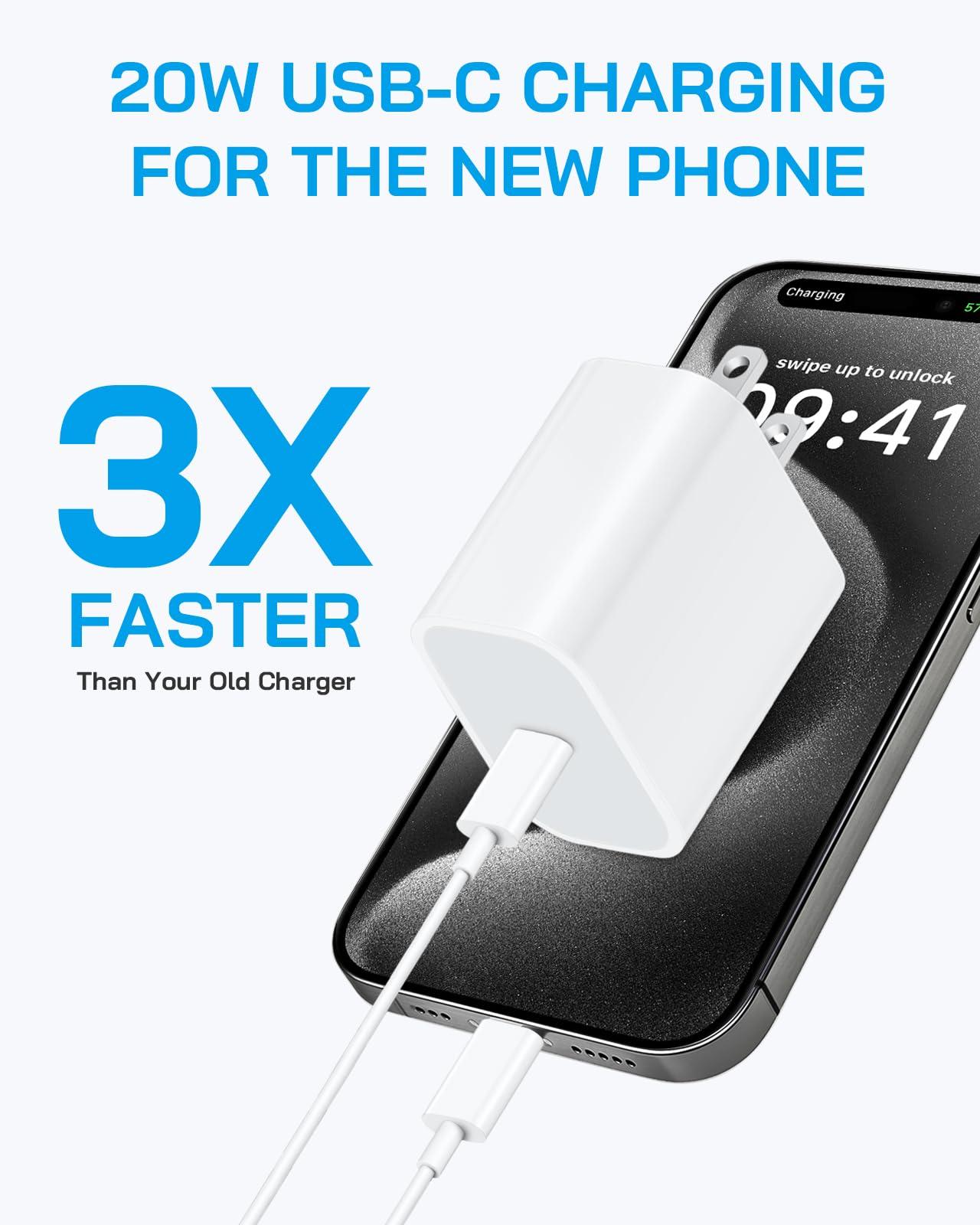 3 Pack iPhone 16 15 Charger Fast Charging, 20W USB C Charger Block with 6FT Type C to C Cables Compatible with i Phone 16/16 Plus/16 Pro Max/15/15 Plus/15 Pro Max, i Pad Pro 12.9"/11" - Image 2