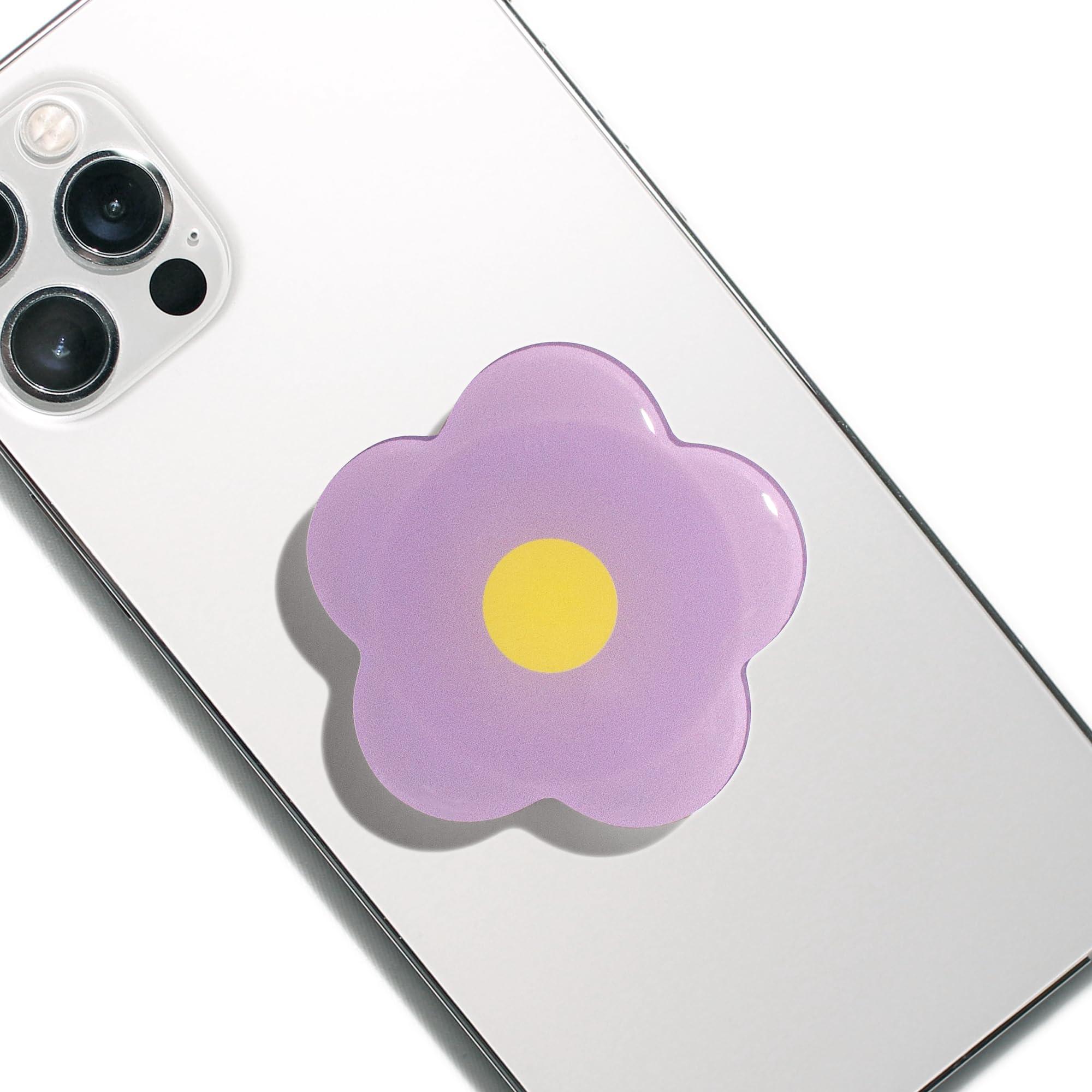 OnTheGrip Cute Solid Color Daisy Flower Design Collapsible Mobile Phone Grip Stand Holder for Smartphone Tablet Cell Phone Accessory (Violet) - Image 8