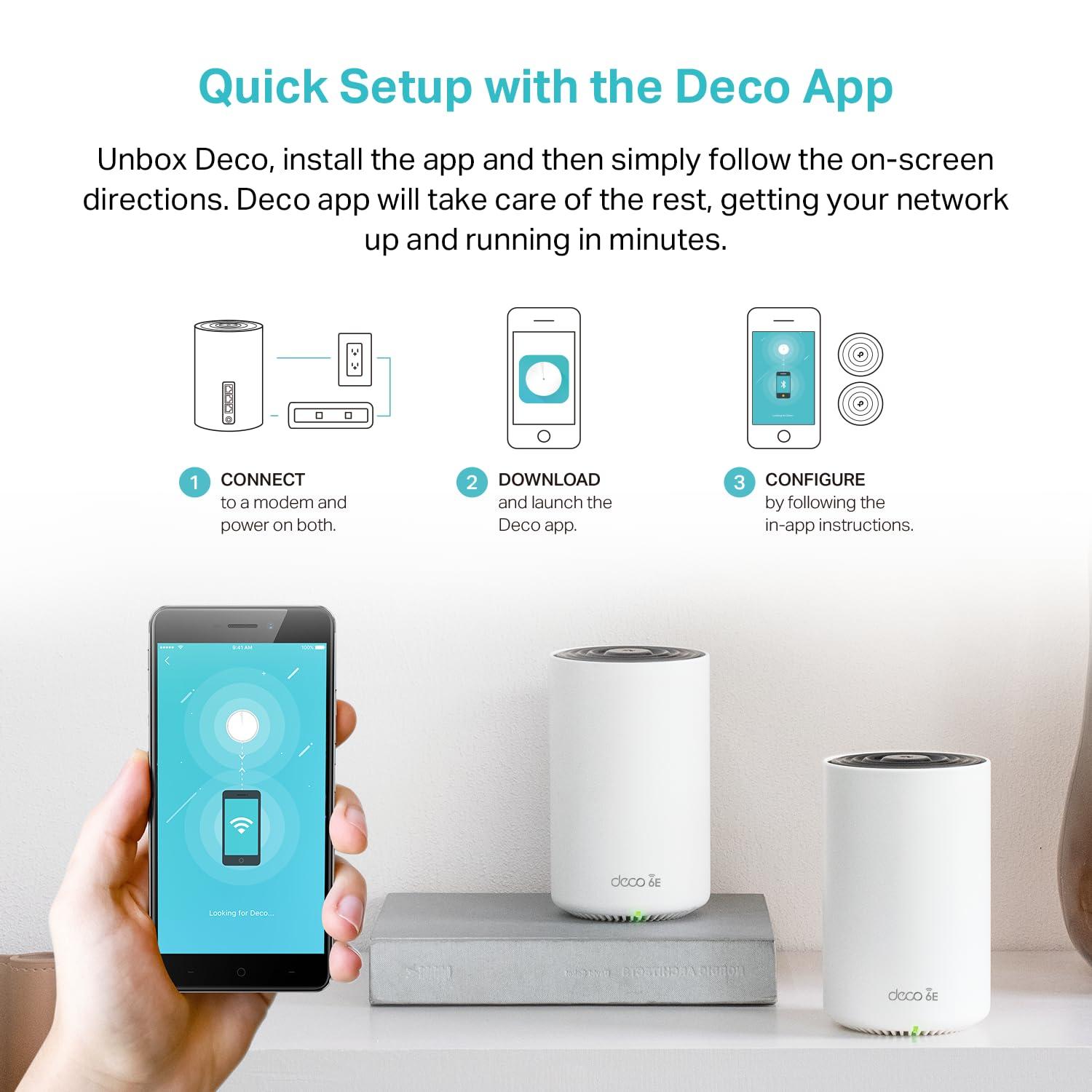 TP-Link Deco AXE5400 Tri-Band WiFi 6E Mesh System - Wi-Fi up to 7200 Sq.Ft, Engadget Rated Best Mesh For Most People, Replaces WiFi Router and Extender, AI-Driven Mesh New 6GHz Band, 3-Pack(Deco XE75) - Image 7