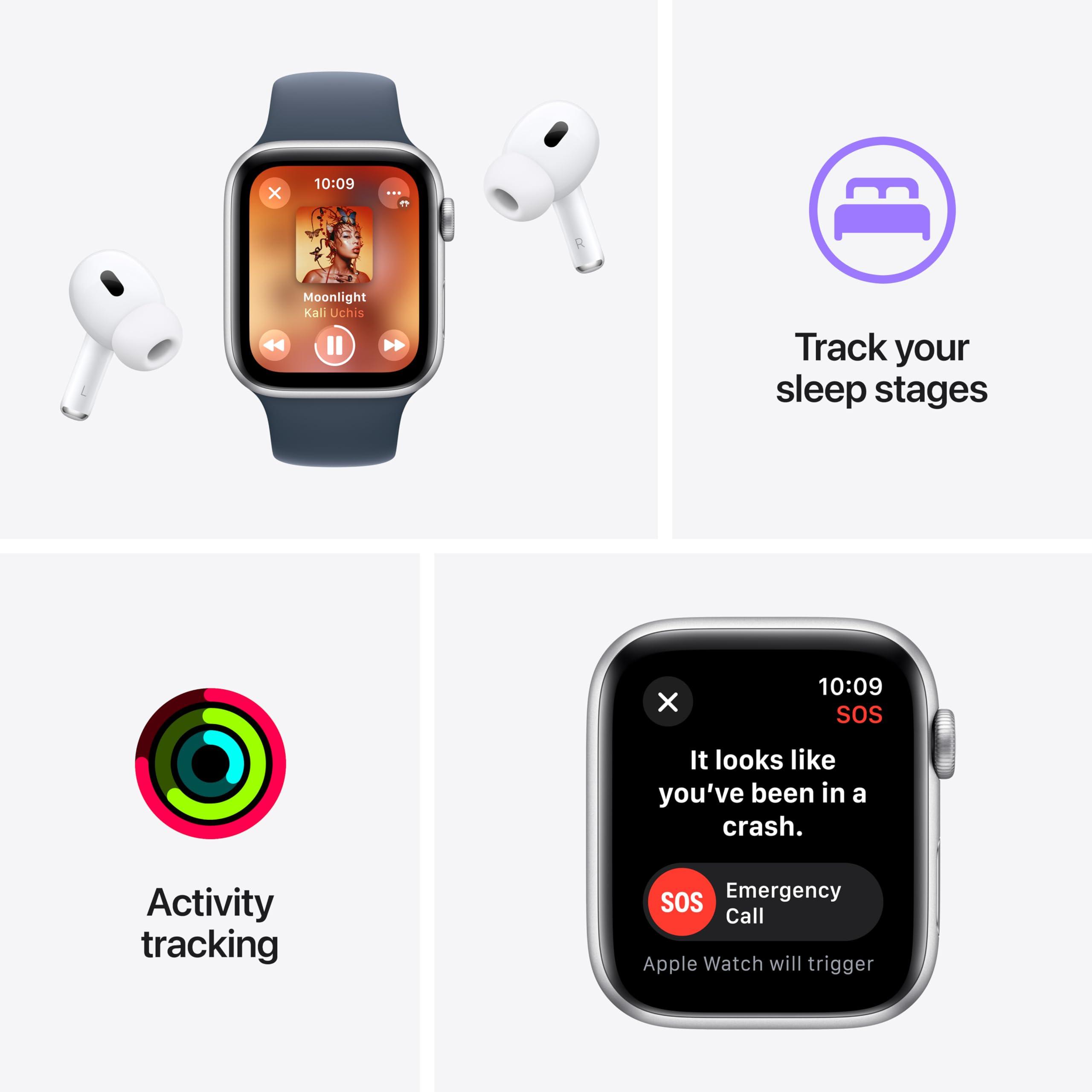 Apple Watch SE (2nd Gen) [GPS + Cellular, 44mm] - Midnight Aluminum Case with Midnight Sport Loop Band, M/L (Renewed) - Image 5