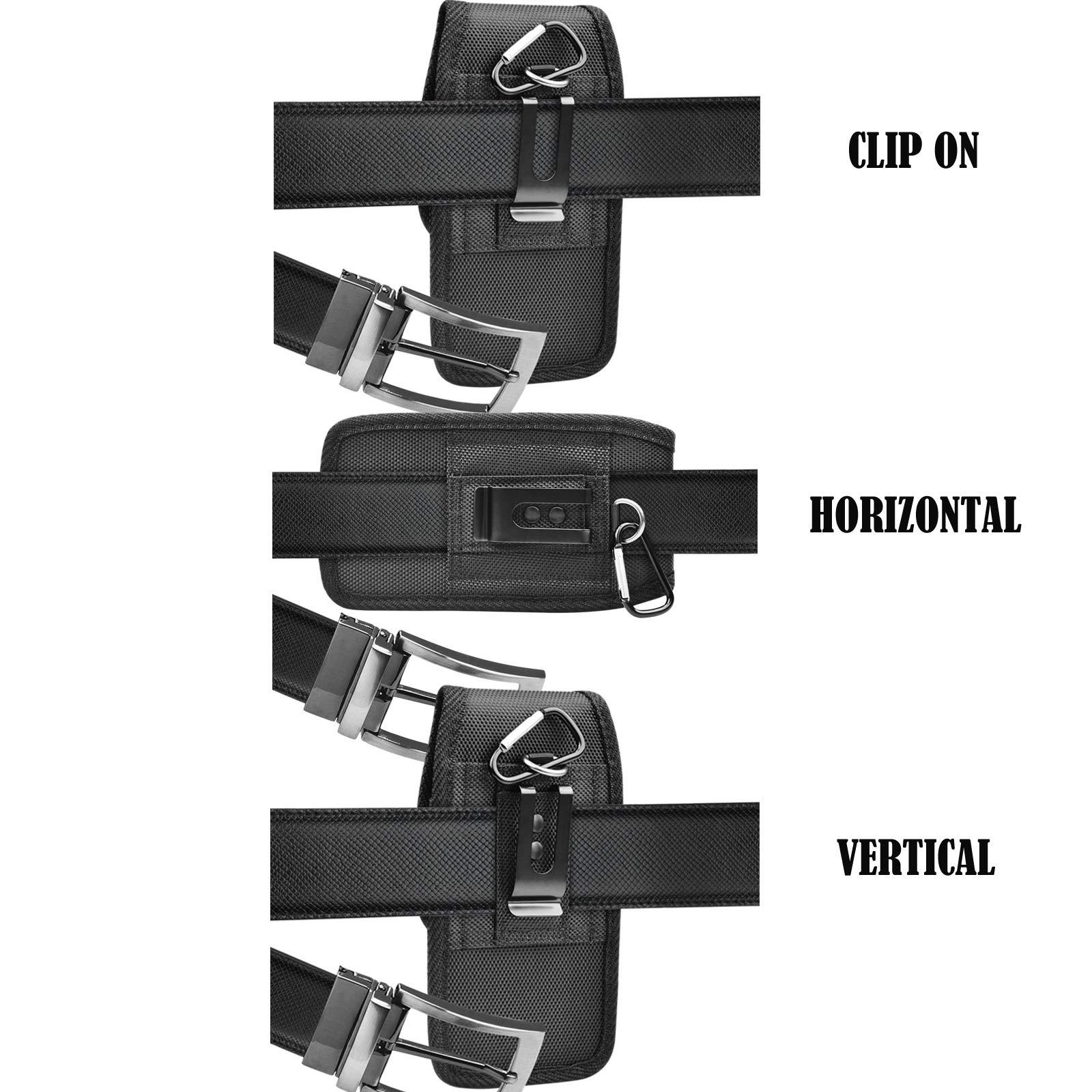 Njjex Phone Holster for Samsung Galaxy S25 Ultra S24 S23 S22 S21 S20 Note 20 A35 A16 A15 A14 A02S A12 A32 A13 iPhone 16 Pro Max XS XR Nylon Belt Clip Holster Cell Phone Pouch Card Holder Carrying Case - Image 3