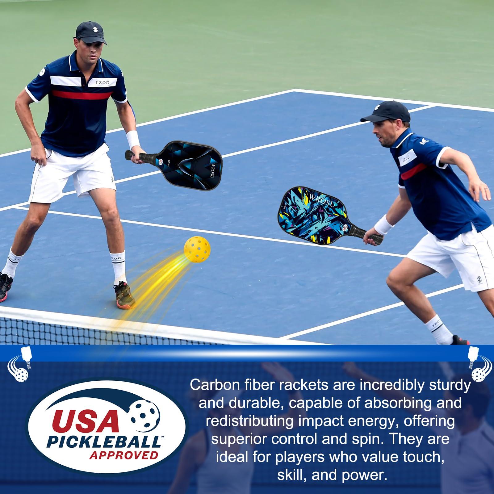 Carbon Fiber Pickleball Paddles Set of 4 or 2 Rackets,USAPA Approved Carbon Fiber Surface Pickle Ball Equipment Sets PP Honeycomb Core Pickleball Rackets & Accessories for Men,Women,Kids,Adults - Image 8