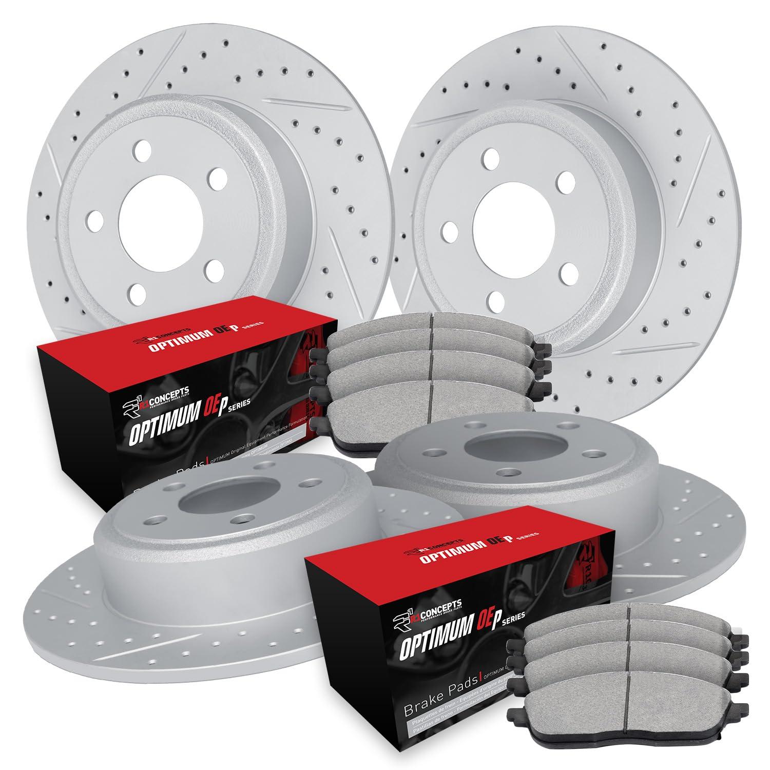 R1 Concepts Front and Rear Brakes and Rotors| Front and Rear Optimum OEp Brake Pads and Rotors Kit| Fits 2007-2009 Chrysler Aspen, Dodge Durango; 2006-2010 Dodge Ram 1500; 2011-2024 Ram 1500