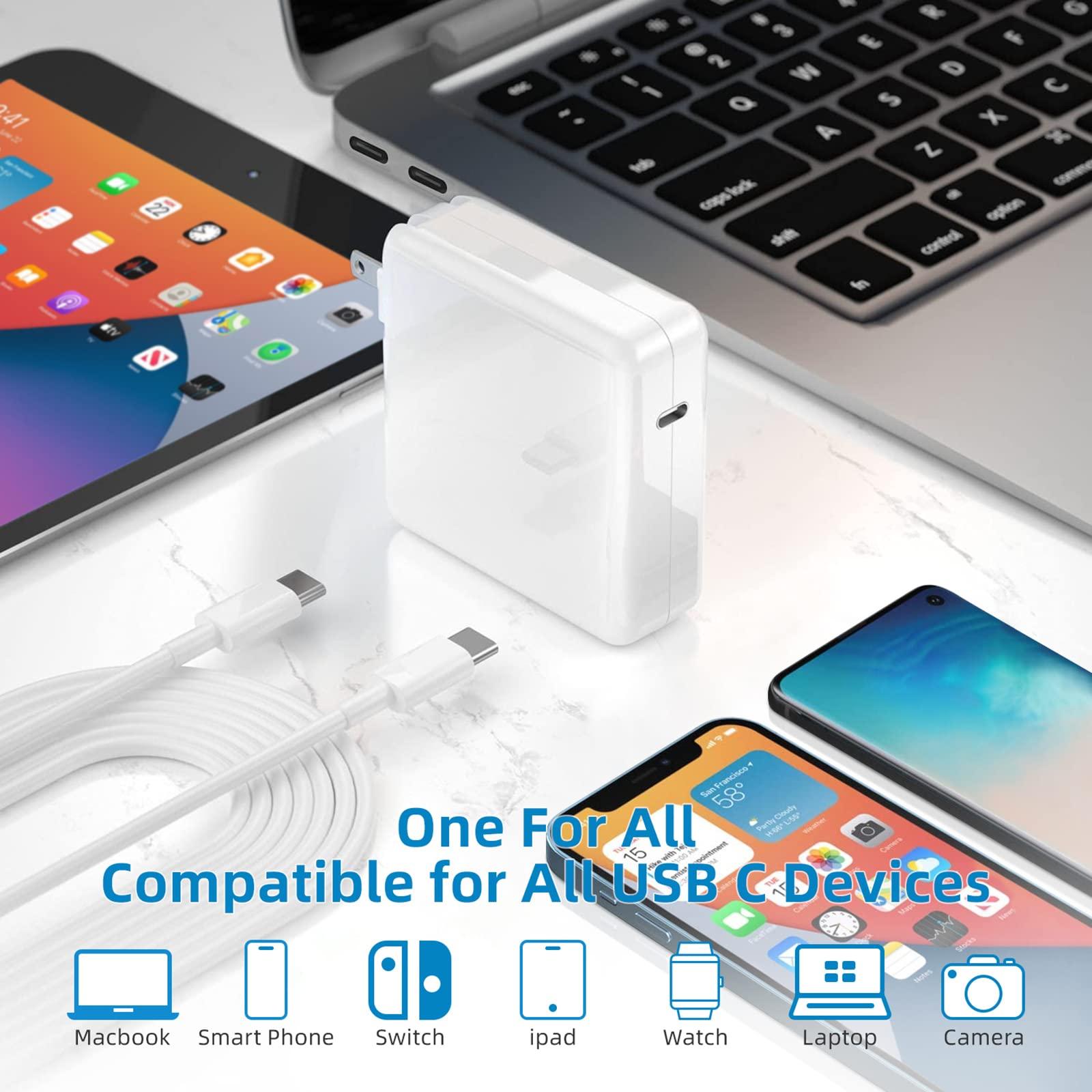 Mac Book Pro Charger - 118W USB C Charger Fast Charger Compatible with MacBook Pro, MacBook Air, M1 M2 M3 M4, iPad pro, Samsung Galaxy and All USB-C Devices, 6.6ft Cable - Image 4
