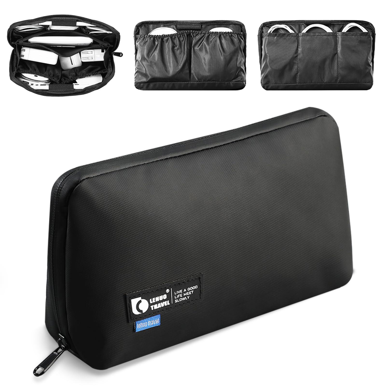 RIGHT AWAY Travel Tech Pouch，Waterproof Cord Case，Electronics Organizer Travel Case，Cable Organizer Storage Bag For Phone, Charger, Accessories(BLACK)