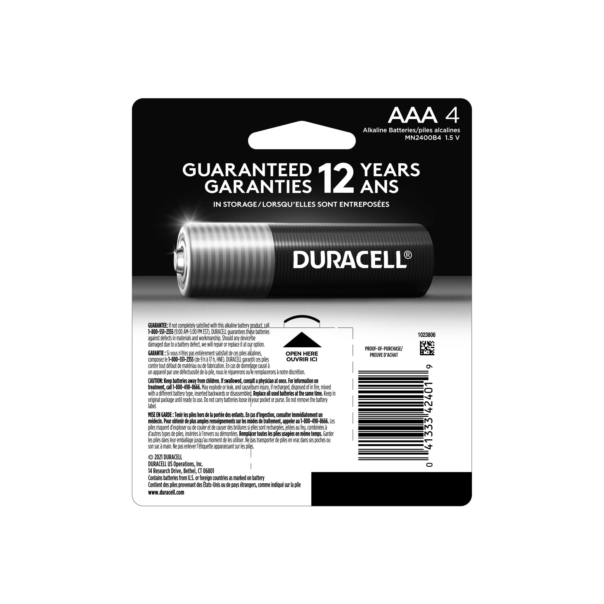 Duracell Coppertop AAA Batteries with Power Boost Ingredients, 4 Count Pack Triple A Battery with Long-lasting Power, Alkaline AAA Battery for Household and Office Devices - Image 2