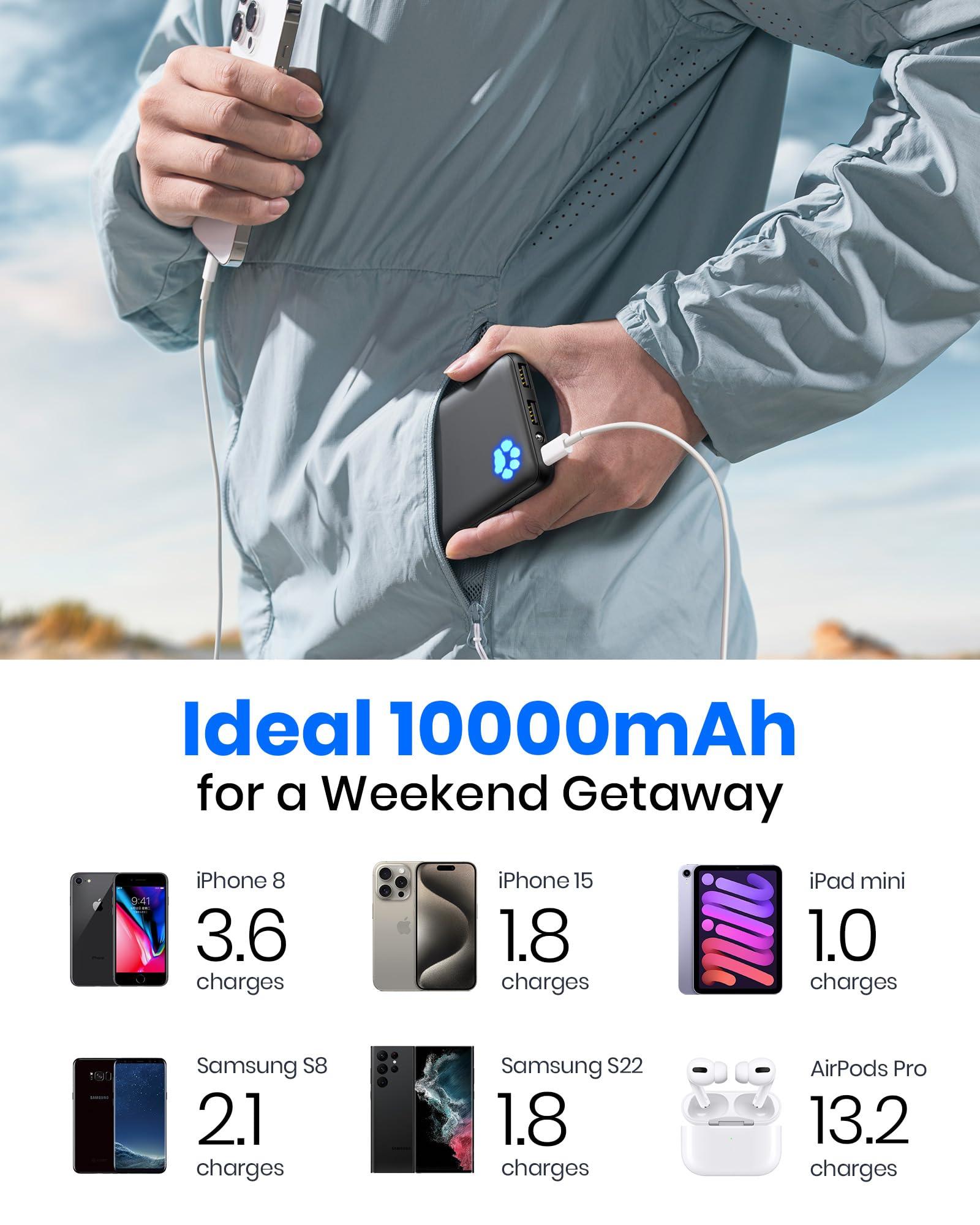 INIU Portable Charger, Slimmest 10000mAh 5V/3A Power Bank, USB C in&out High-Speed Charging Battery Pack, External Phone Powerbank Compatible with iPhone 16 15 14 13 12 Samsung S22 S21 Google iPad etc - Image 6