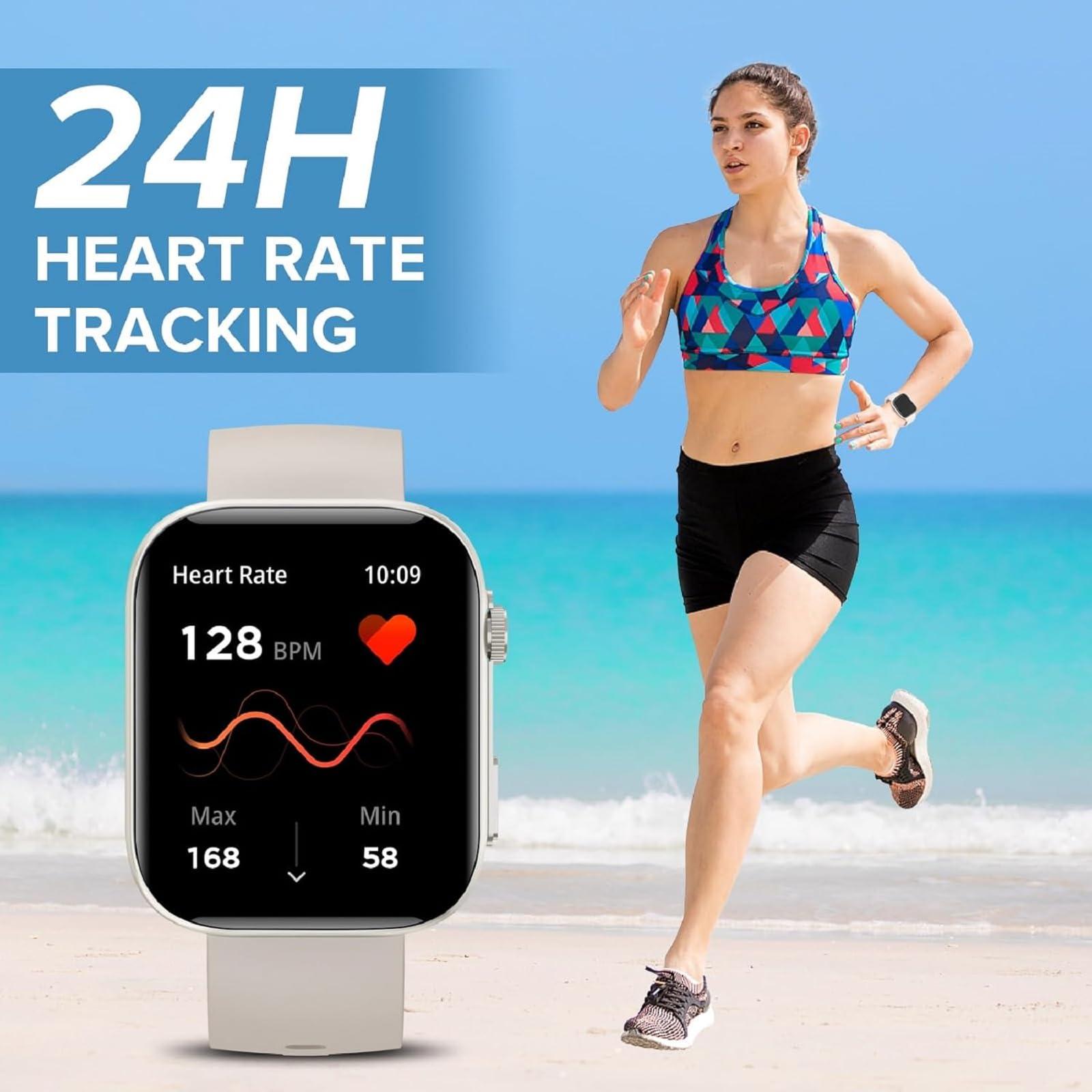 Bebinca Smart Watch for Men Women 2.01" Full Touch Screen IP68 Waterproof Bluetooh Fitness Tracker Heart Rate/Sleep Monitor Compatible with iPhone Samsung Android Phone(Starlight) - Image 2