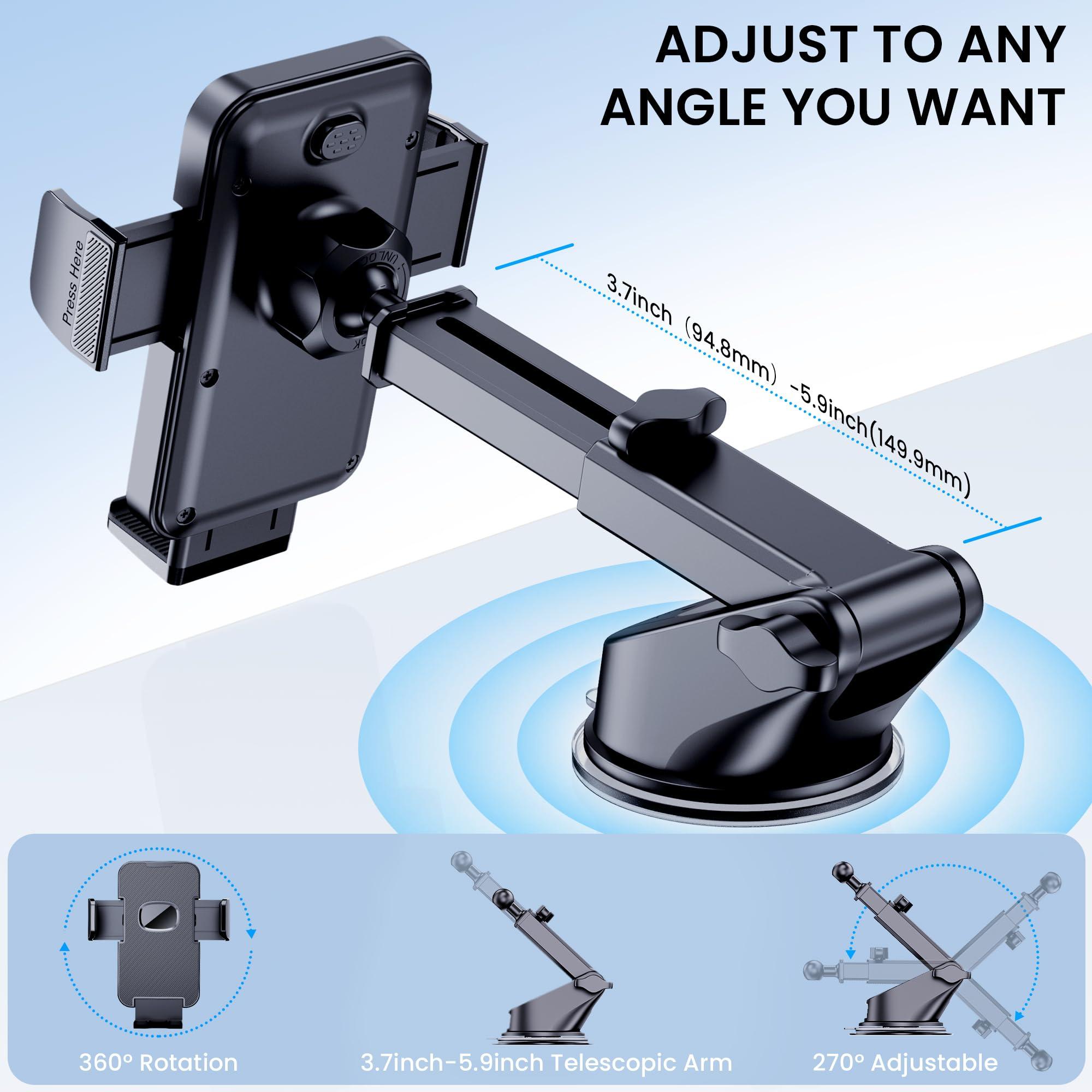 GUWEZ Phone Holder Car Mount for iPhone [Powerful Suction] Phone Mount for Car Dashboard Windshield Air Vent Universal Accessories [Thick Cases Friendly] Automobile Phone Holder Fit iPhone Smartphone - Image 4