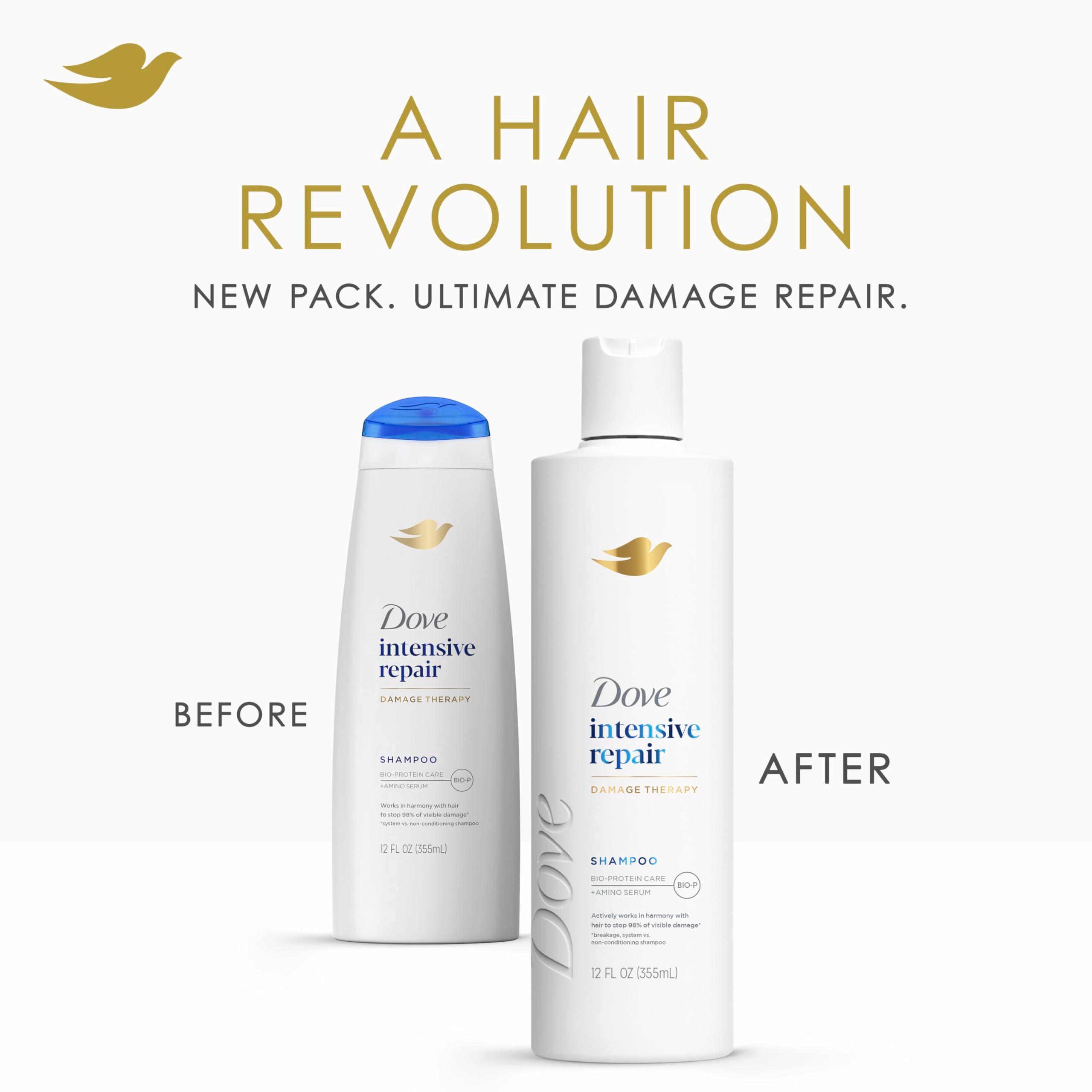 Dove Shampoo 4 count Intensive Repair for Damaged Hair with Bio-Protein Care Technology and Amino Serum 12 Fl Oz - Image 3