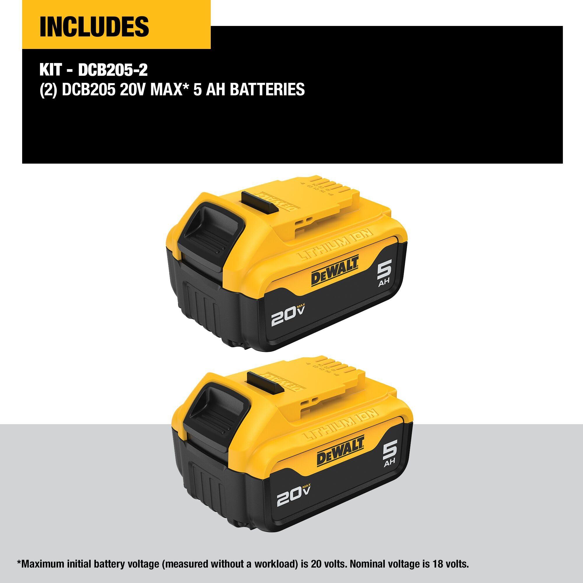 DEWALT 20V MAX 5 Ah Lithium Ion Battery 2-Pack (DCB205-2) - Image 2