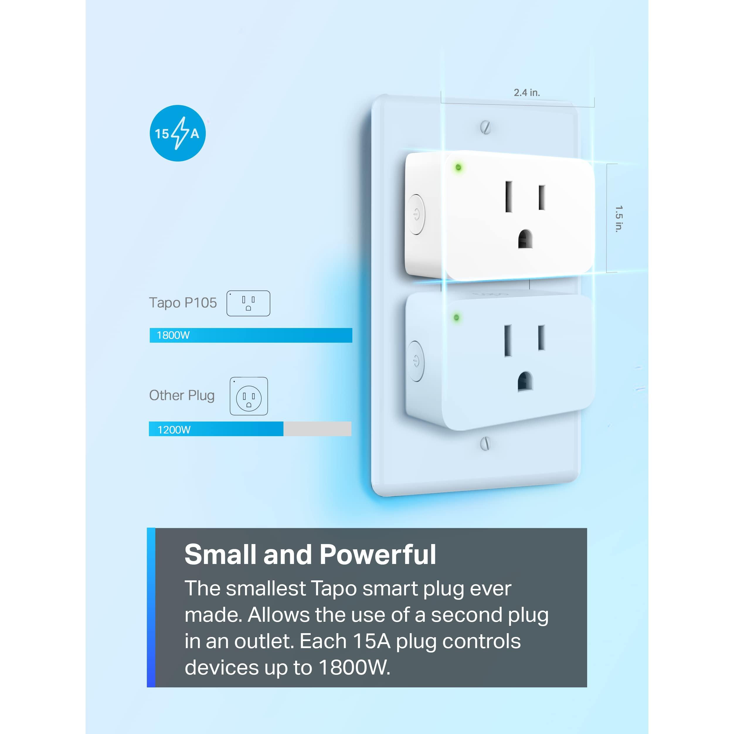 TP-Link Tapo Smart Plug Mini 15A, Smart Home Wi-Fi Plug, Super Easy Setup, Compatible with Alexa & Google Home, No Hub Required, UL Certified, 2.4G WiFi Only, White, Tapo P105(4-Pack) - Image 5