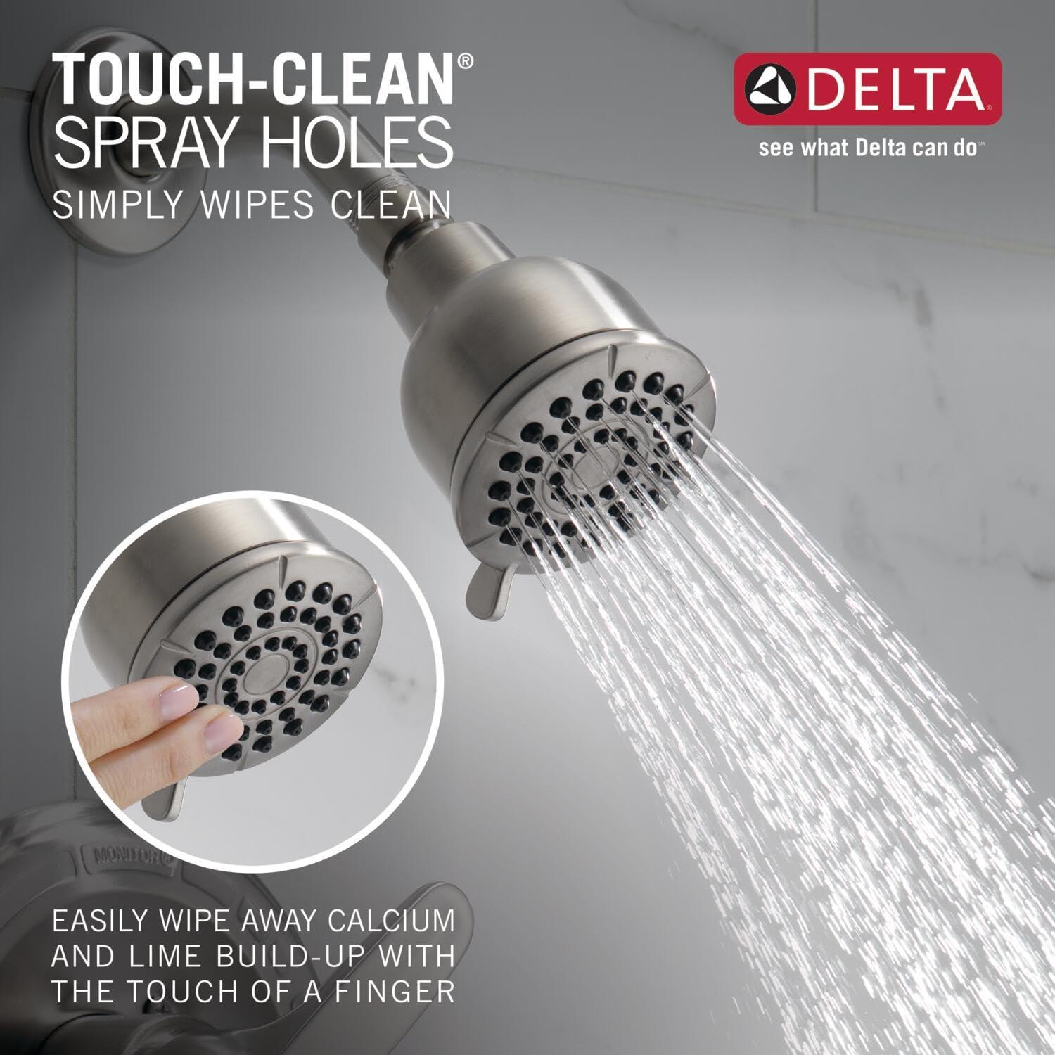 Delta Faucet Foundations Brushed Nickel Shower Faucet Set with 2-Spray Brushed Nickel Shower Head, Shower Trim Kit, Shower Faucet Sets Complete, Stainless BT13210-SS (Valve Not Included) - Image 4