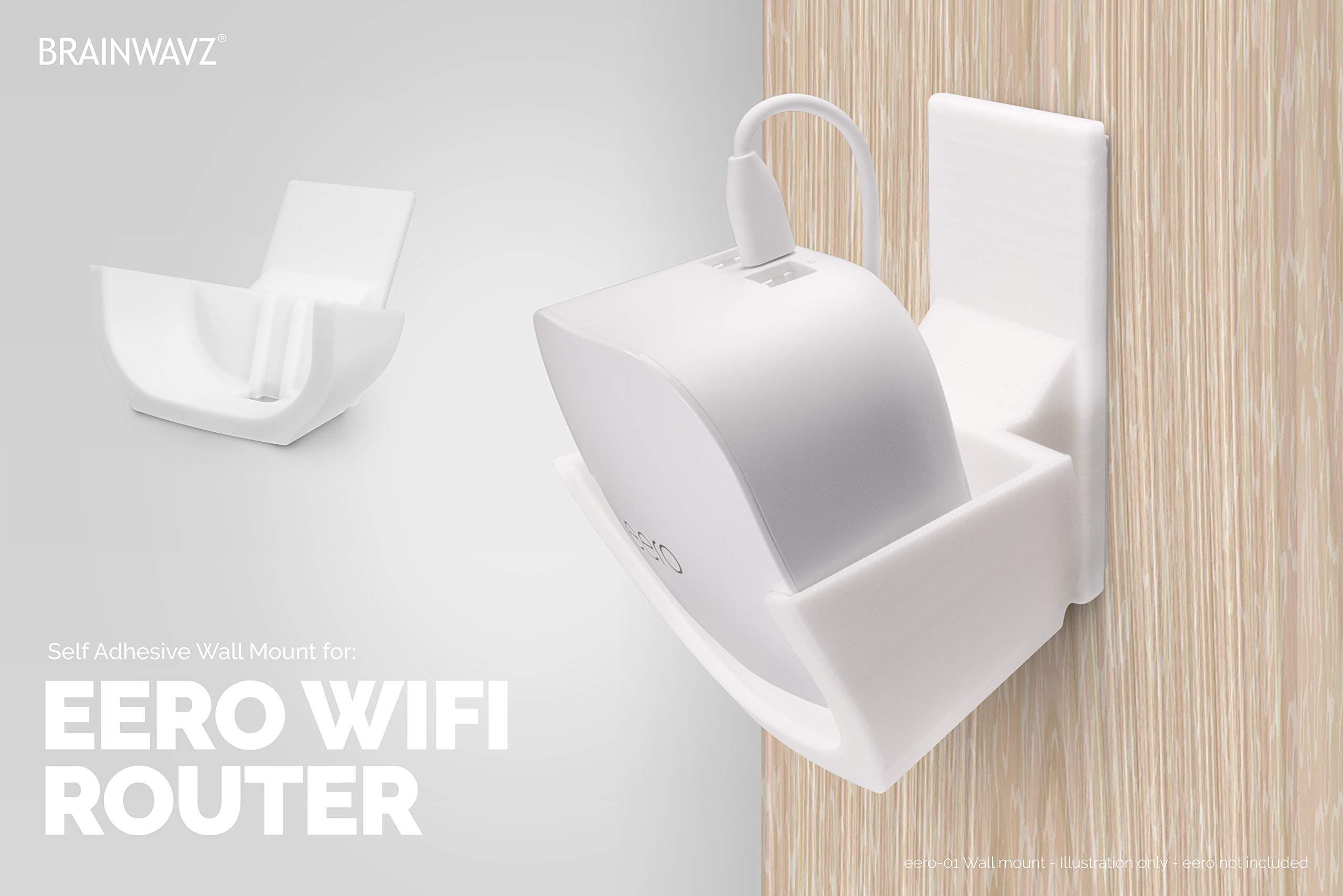 Screwless Wall Mount for Eero Mesh WiFi Holder, Tilted for Max Reception, Custom Design (NOT Compatible with Eero 6/Pro 6/Beacon), Strong VHB Adhesive, No Tools, No Mess, White by Brainwavz - Image 5