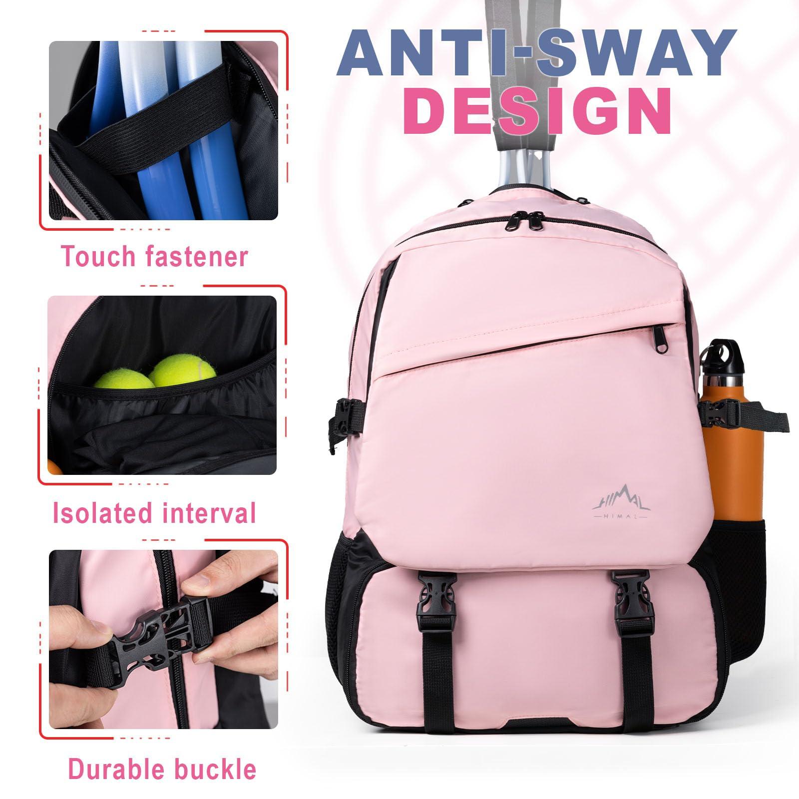 UNIHIMAL Tennis Bag-Tennis Backpack for Women Men 2 Rackets with Separate Shoe Compartment & Insulated Pocket - Image 5