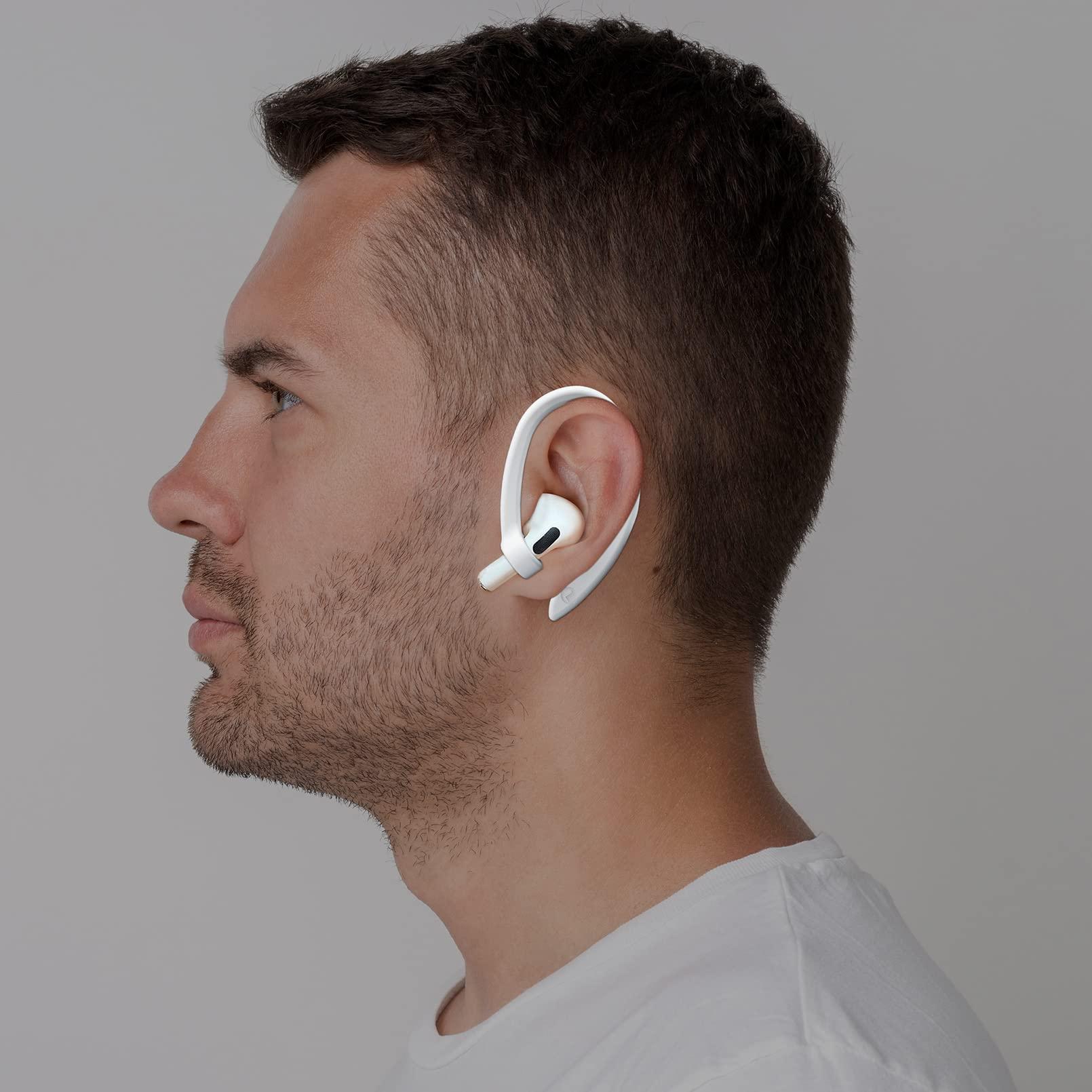 ICARERSPACE 2 Pairs AirPods Ear Hooks for AirPods Pro 2, AirPods Pro, AirPods 4, 3, 2 & 1, Upgraded Anti Slip Sports Clip Hooks for AirPods 1, 2, 3, 4,Pro and Pro 2 – White - Image 2