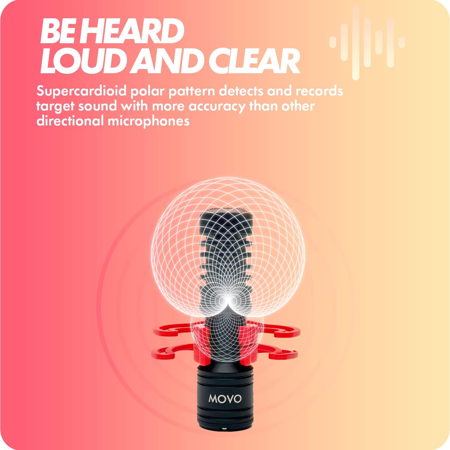 Movo VXR10-PRO External Video Microphone for Camera with Rycote Lyre Shock Mount - Compact Shotgun Mic and Accessories Compatible with Smartphones and DSLR Cameras - Battery-Free DSLR Microphone - Image 7
