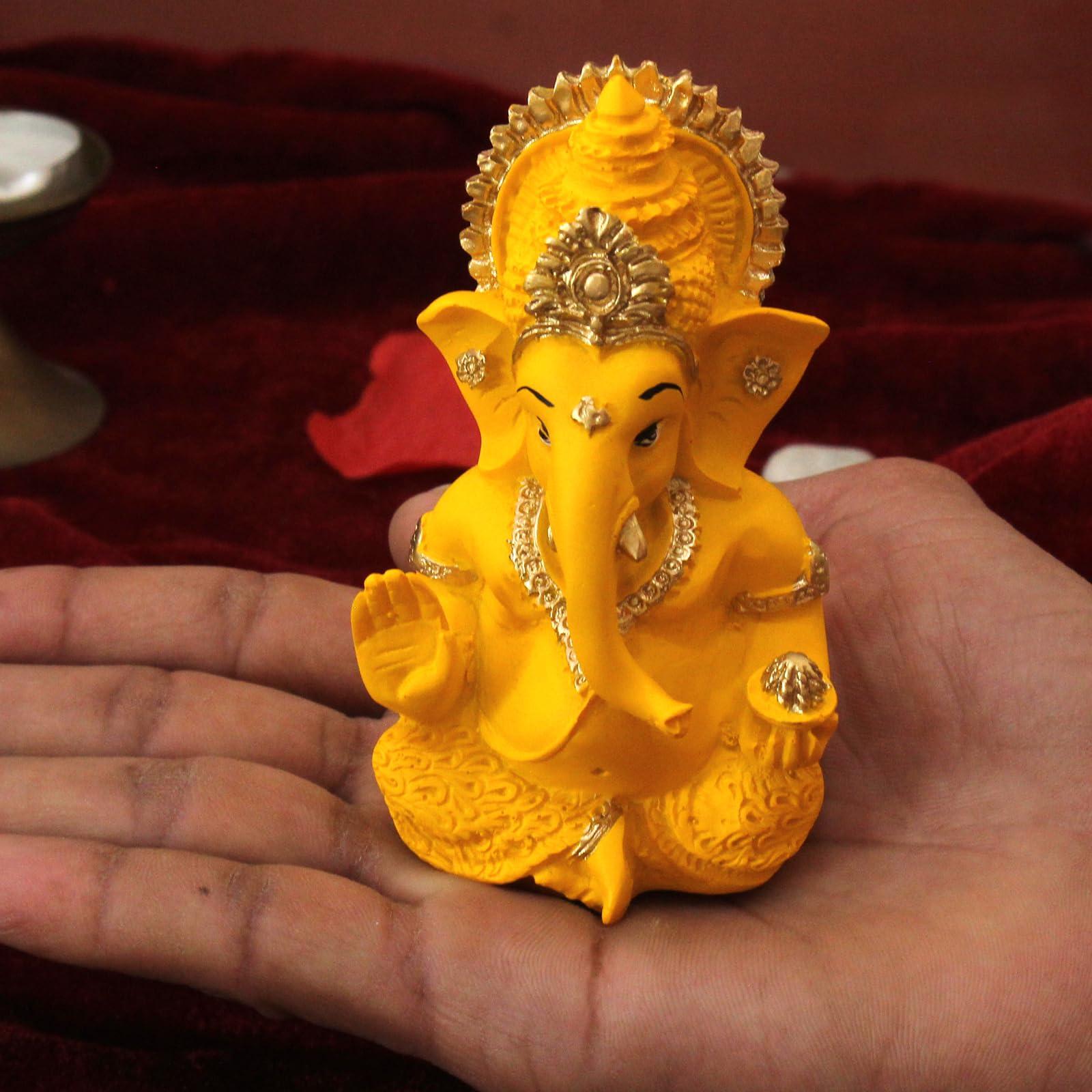 TIED RIBBONS Ganesh Statue for Car Dashboard | Resin, 3 Inch | Ganesha Statue for Home, Office, Desk, Pooja | Baby Ganesha Statues | Indian Decorations for Pooja Mandir Temple | Indian Return Gifts - Image 4