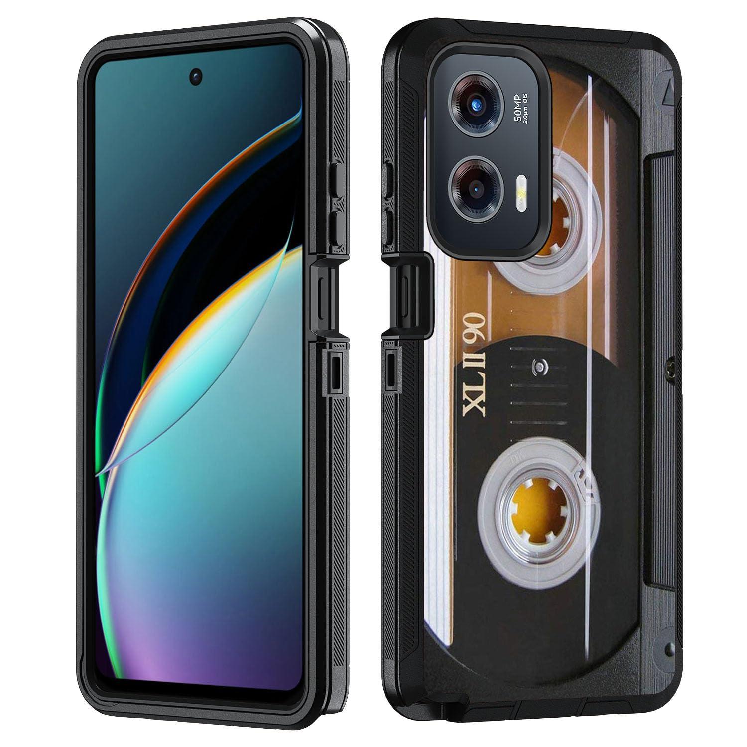 BWOOLL for Motorola Moto G Stylus 5G 2024 Case, Heavy Duty 3 in 1 Hybrid Hard PC & Soft Silicone Shockproof Drop Protection Case for Moto G Stylus 5G 2024, Vintage 80s Music Cassette