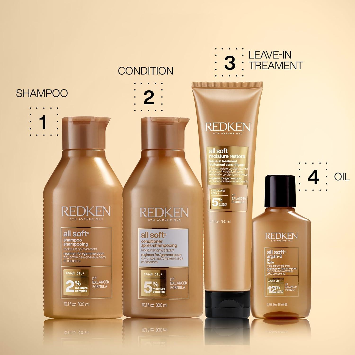 Redken All Soft Shampoo - Moisturizes & Hydrates Dry Hair, Softens & Adds Shine, With Argan Oil, Safe For Color-Treated Hair - Image 6